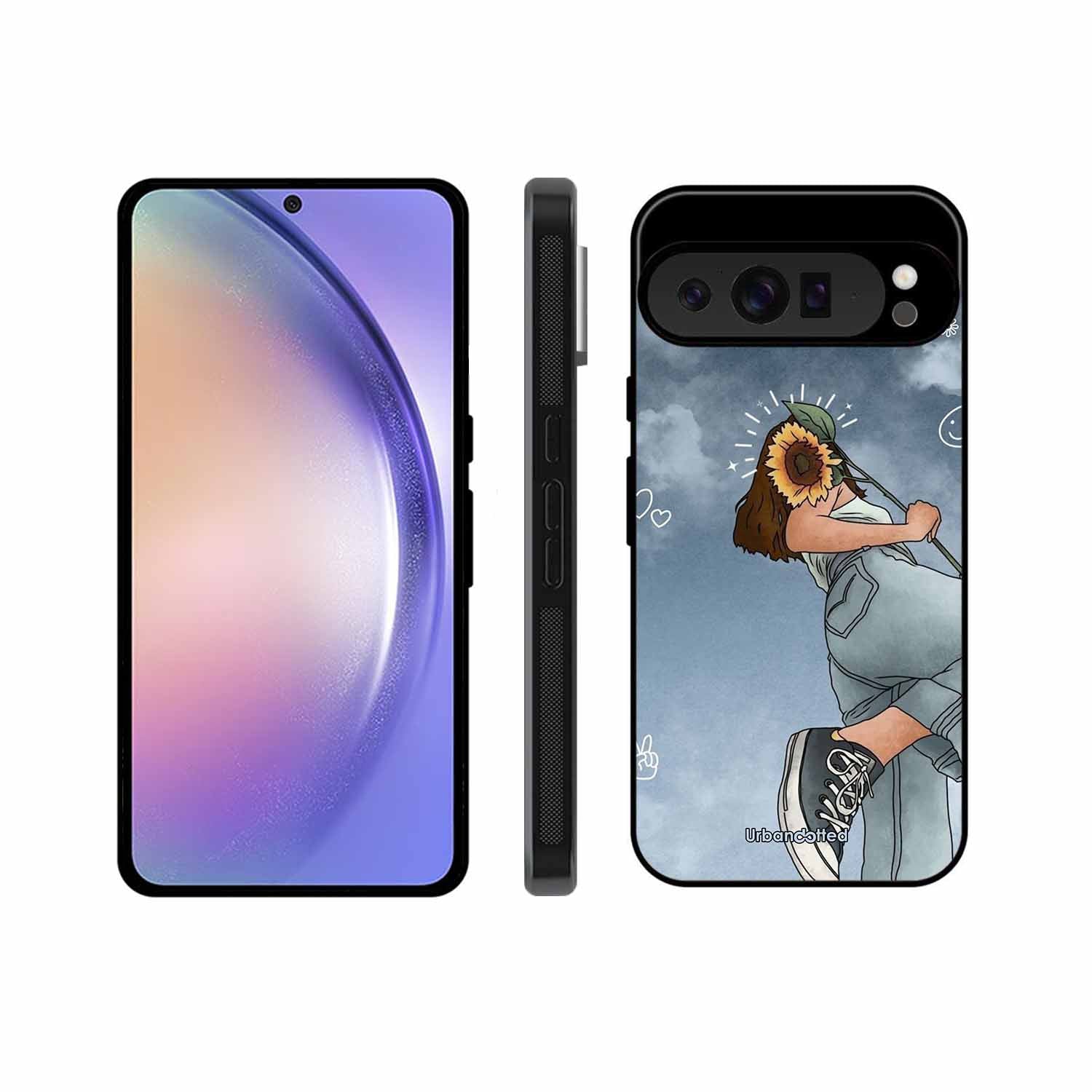 Girl with Sunflower Crown Glass Case For Google Pixel 9 Pro