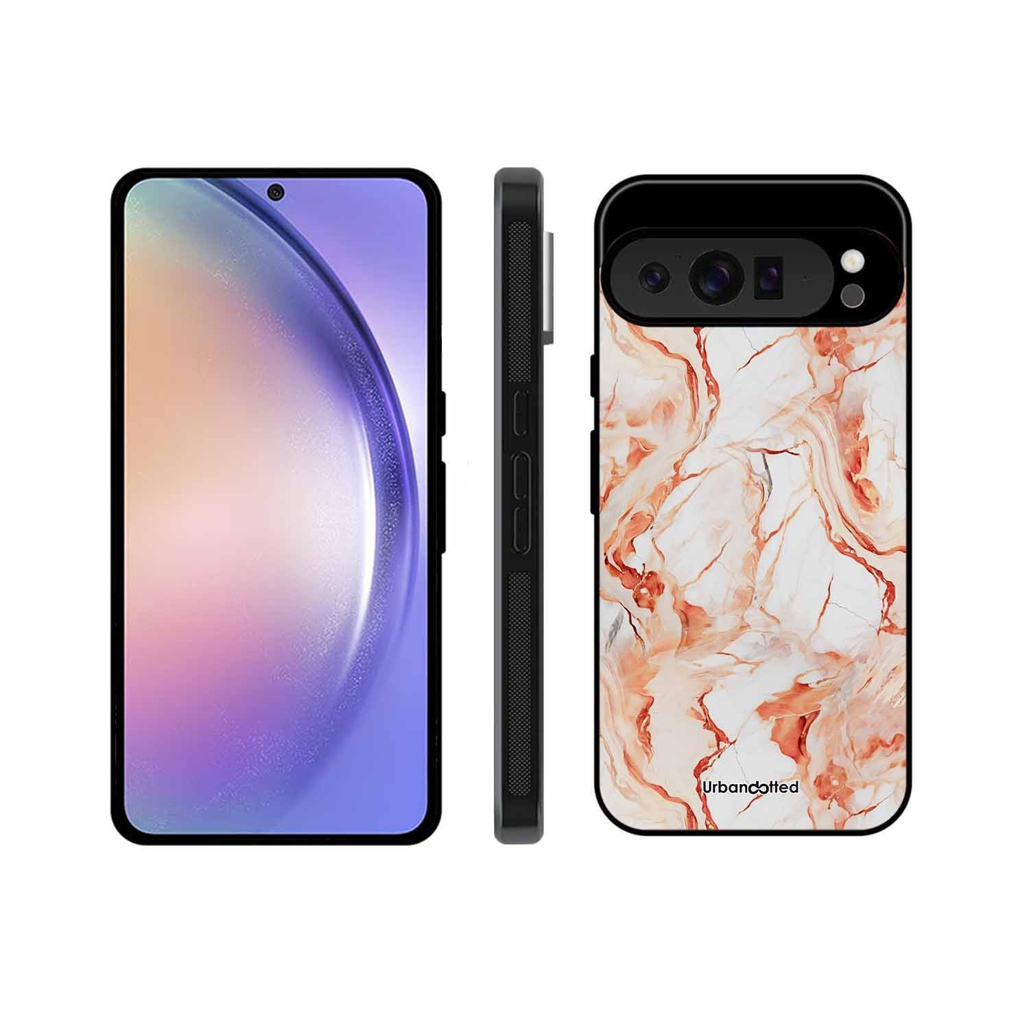 Elegant Rose Gold Veins Glass Case For Google Pixel 9 Pro
