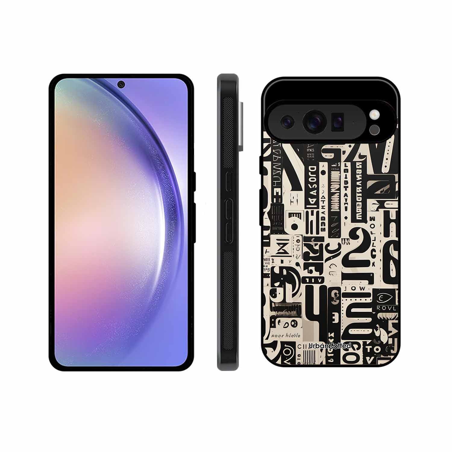 Abstract Typography Collage Glass Case For Google Pixel 9 Pro