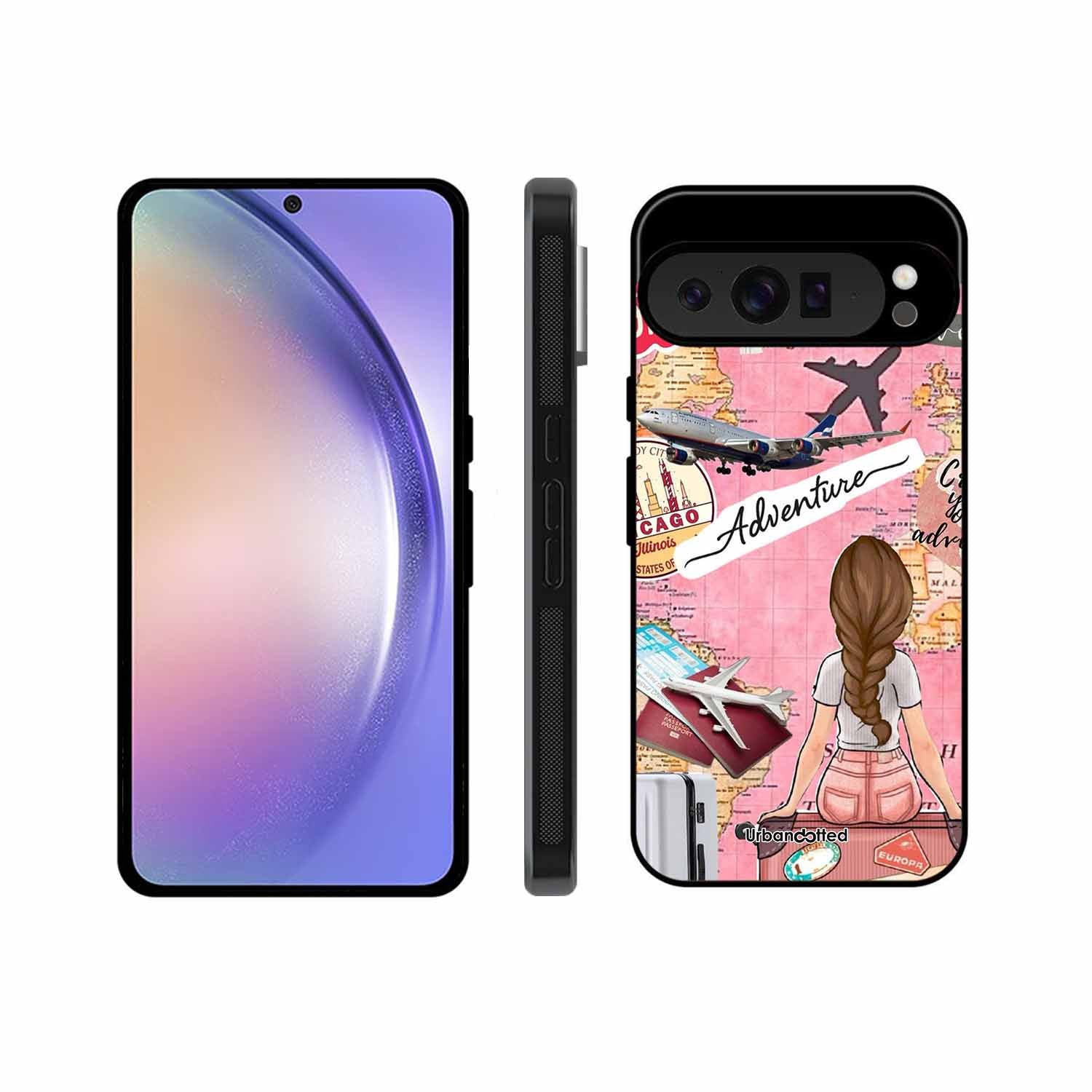 Travel Adventure Map Glass Case For Google Pixel 9 Pro