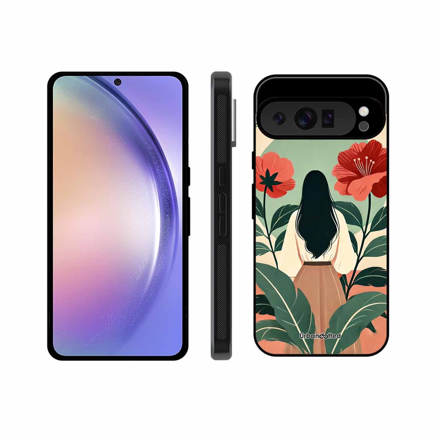 Woman in Floral Garden Glass Case For Google Pixel 9 Pro