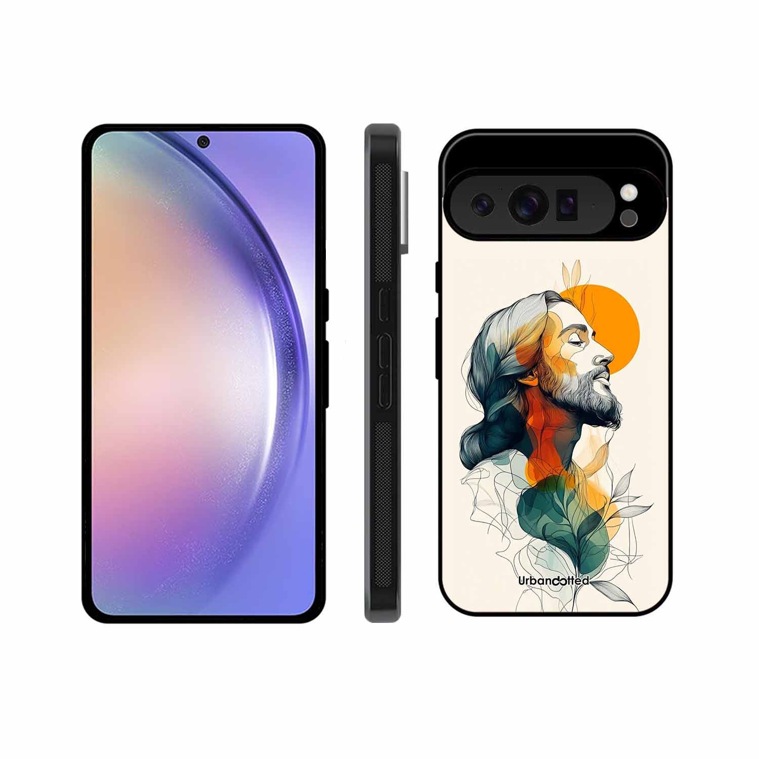 Jesus in Profile Prayer Glass Case For Google Pixel 9 Pro