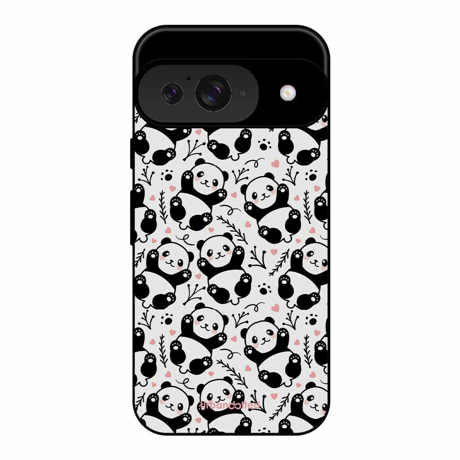 Cute Doodle Panda Glass Case For Google Pixel 9