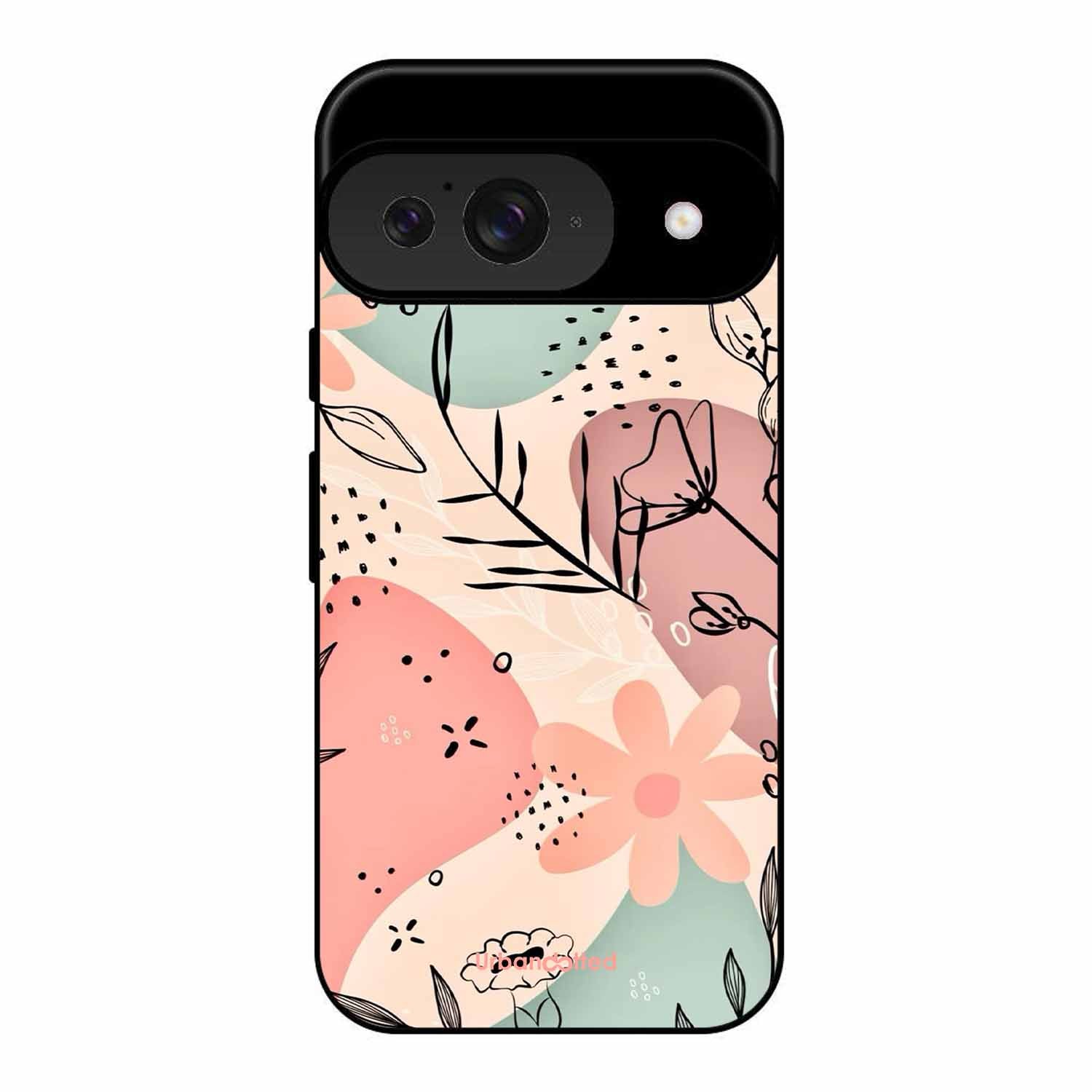 Abstract Floral Glass Case For Google Pixel 9