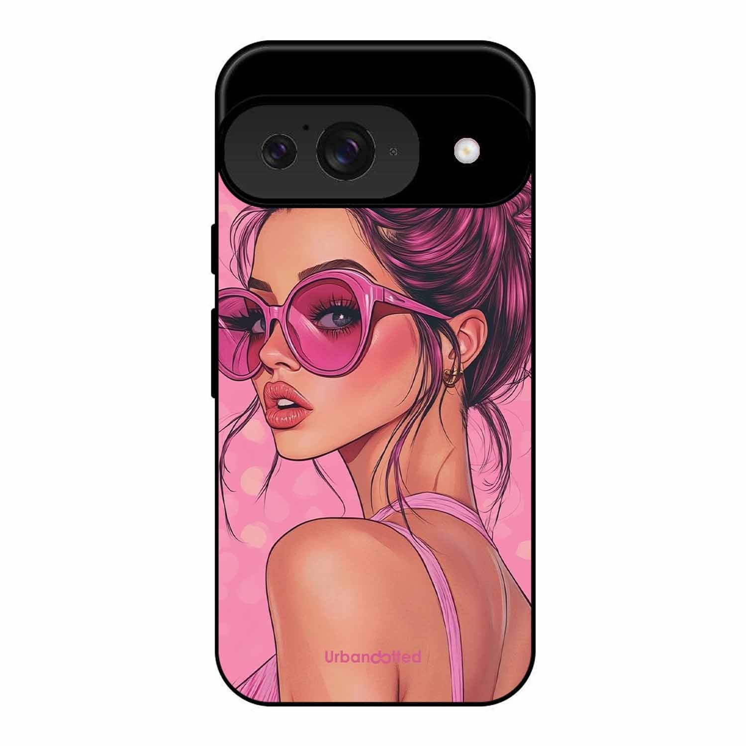 Retro Sunglasses Girl Glass Case For Google Pixel 9