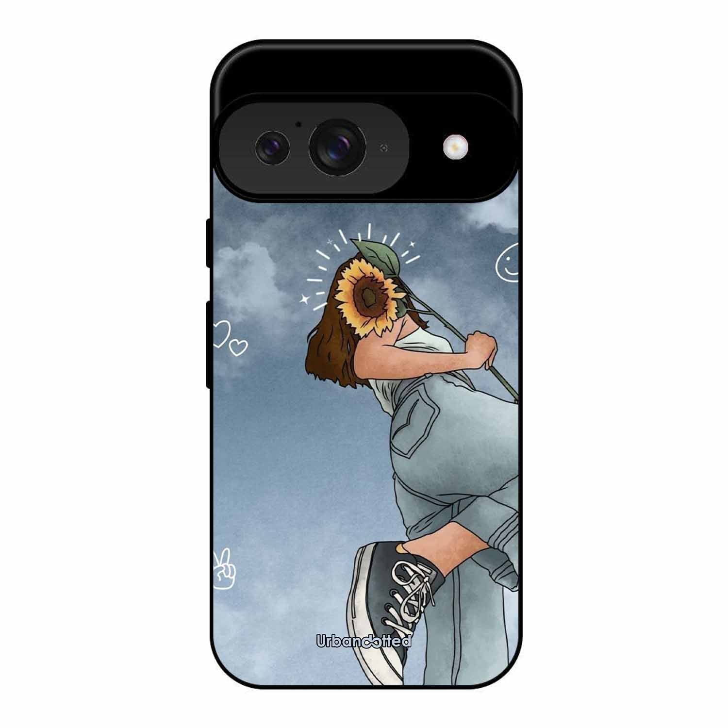 Girl with Sunflower Crown Glass Case For Google Pixel 9