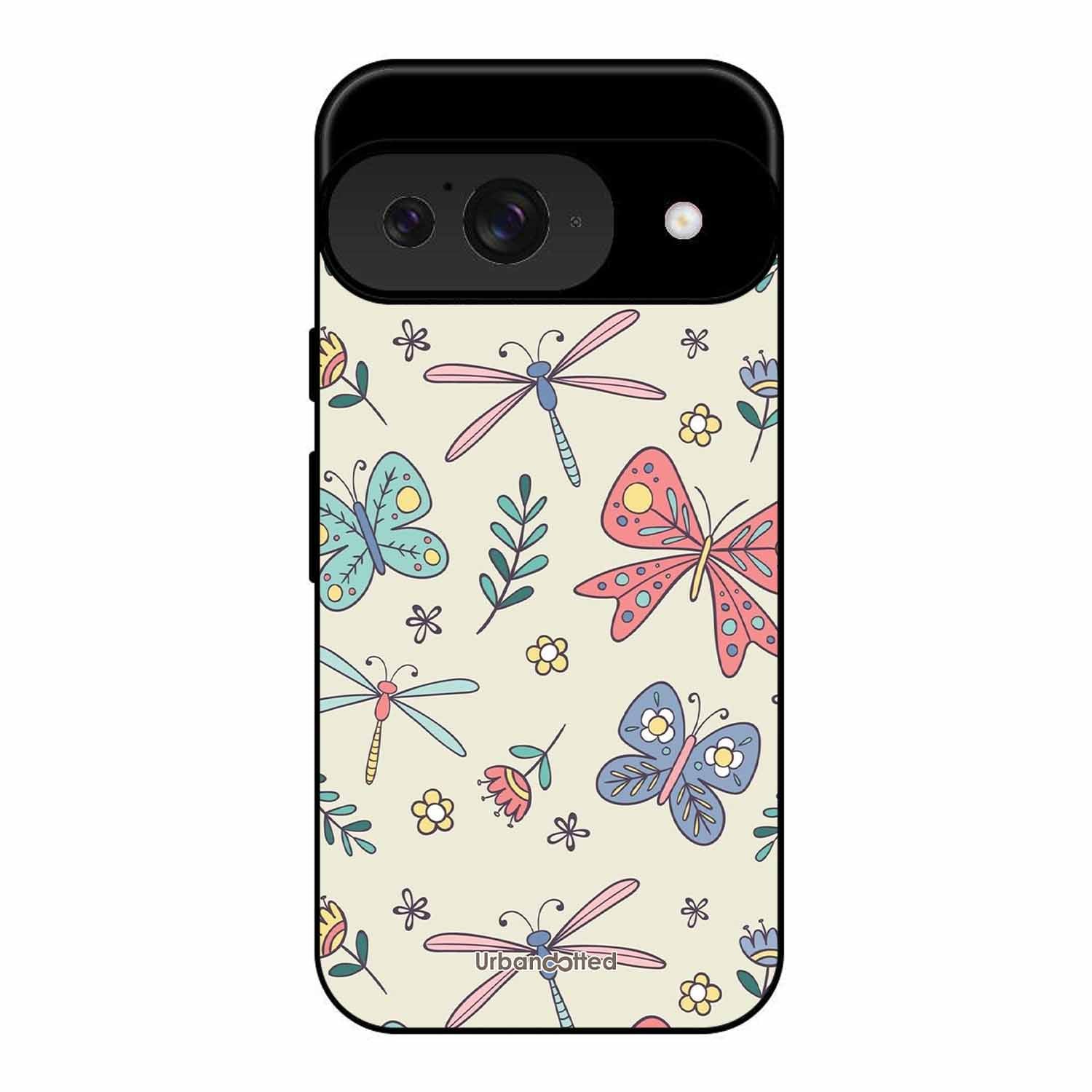 Butterfly and Dragonfly Garden Glass Case For Google Pixel 9