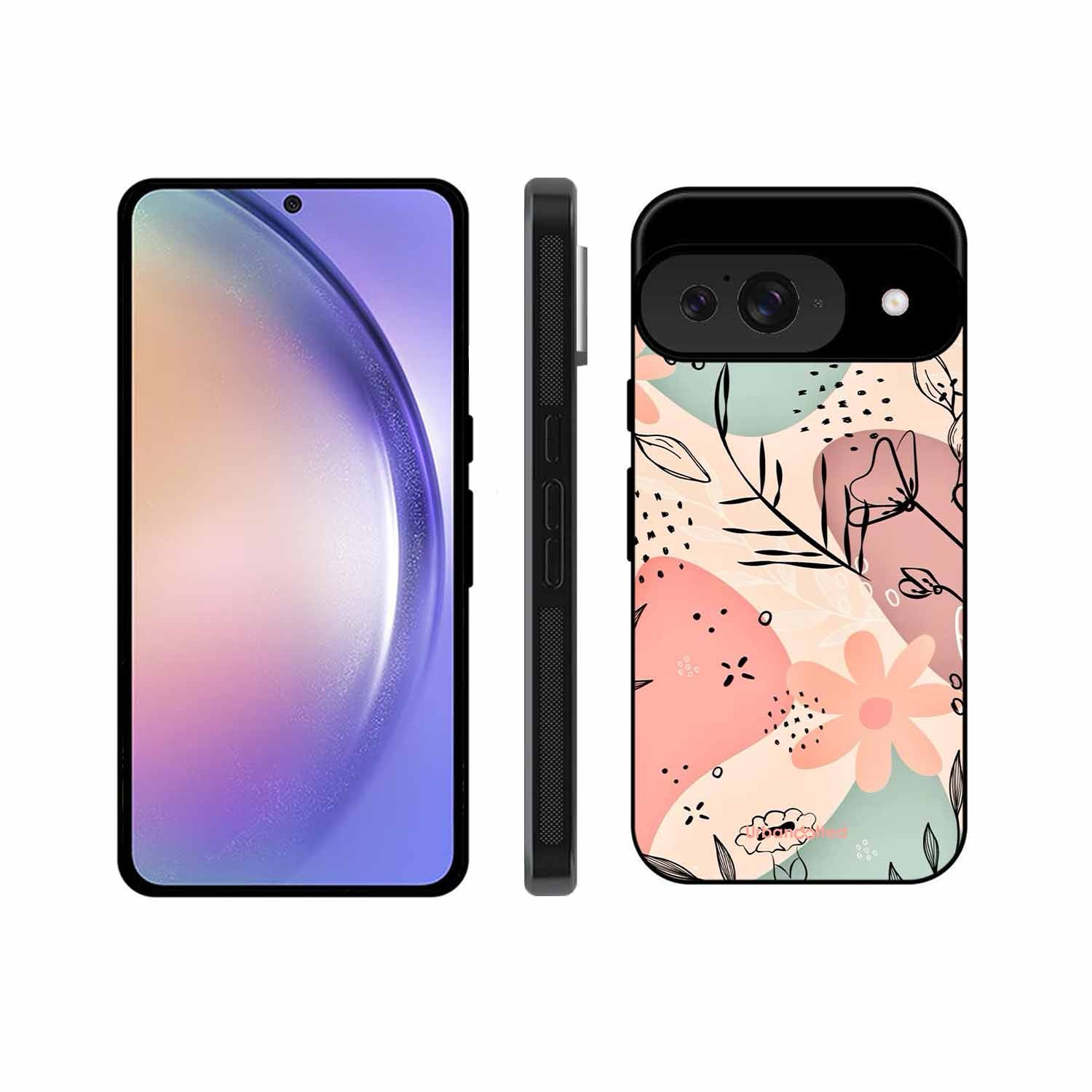 Abstract Floral Glass Case For Google Pixel 9