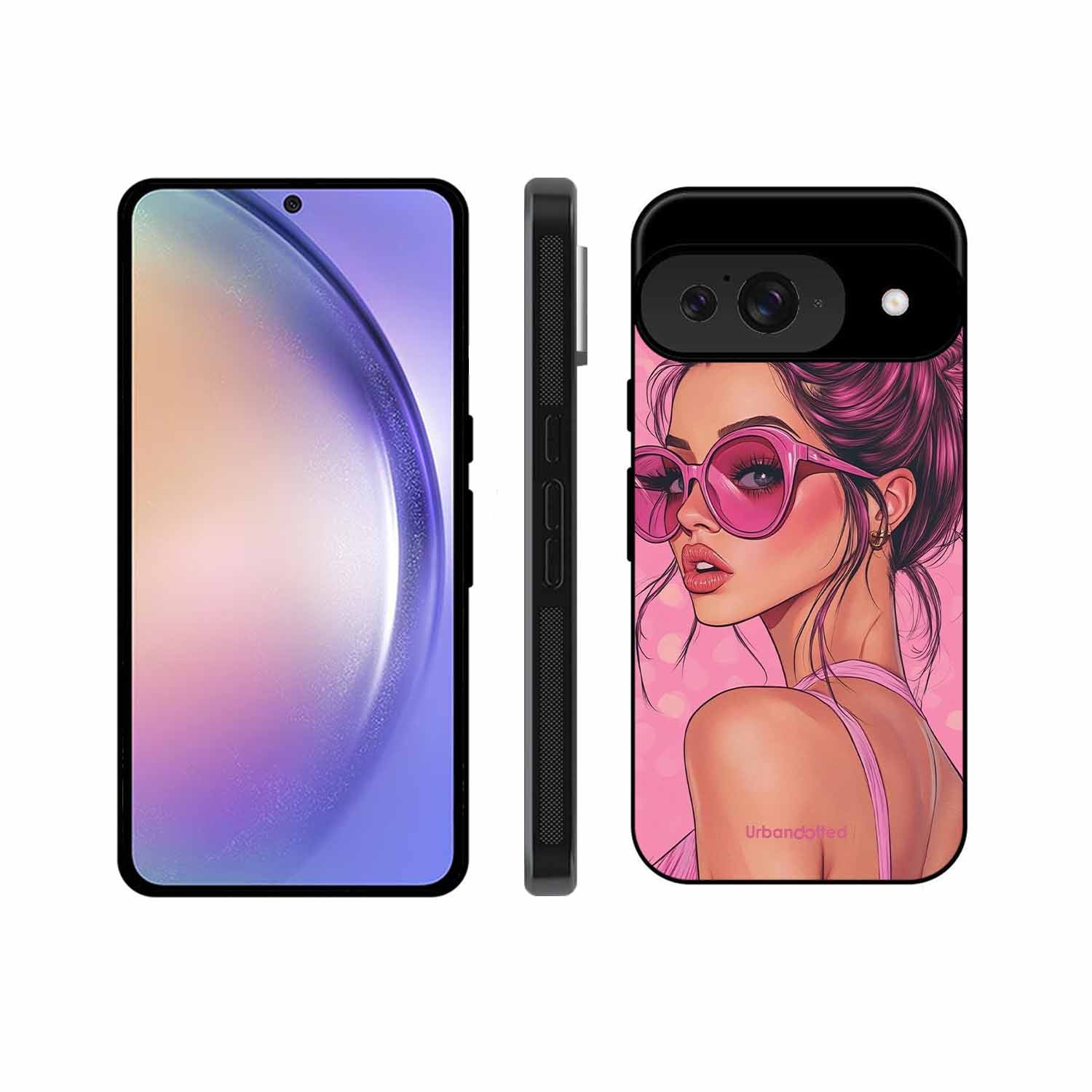 Retro Sunglasses Girl Glass Case For Google Pixel 9