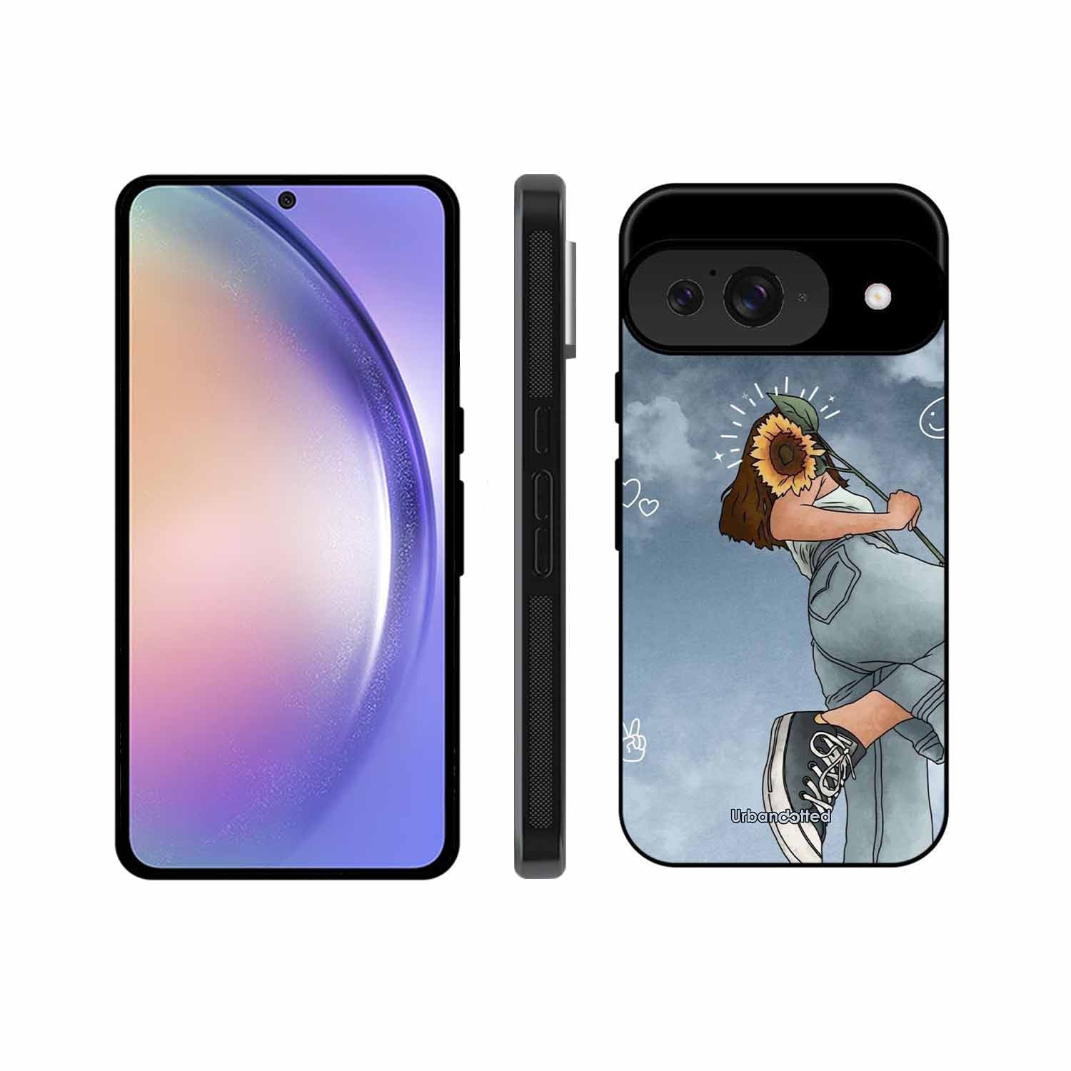 Girl with Sunflower Crown Glass Case For Google Pixel 9