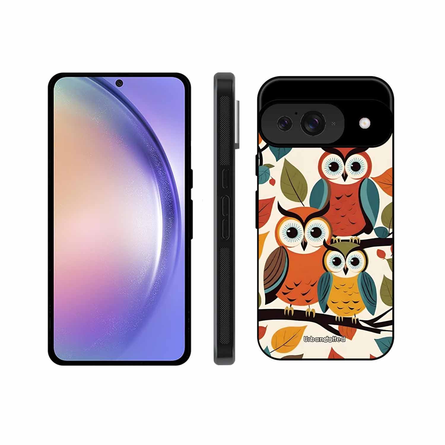 Retro Owl Family Glass Case For Google Pixel 9