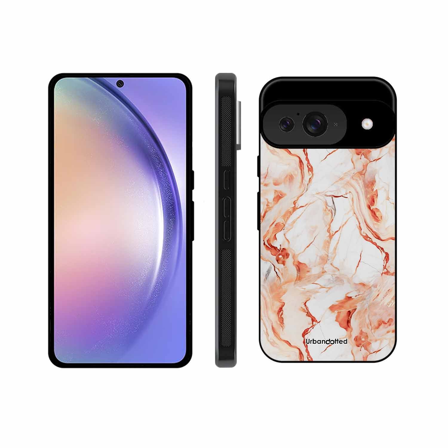 Elegant Rose Gold Veins Glass Case For Google Pixel 9