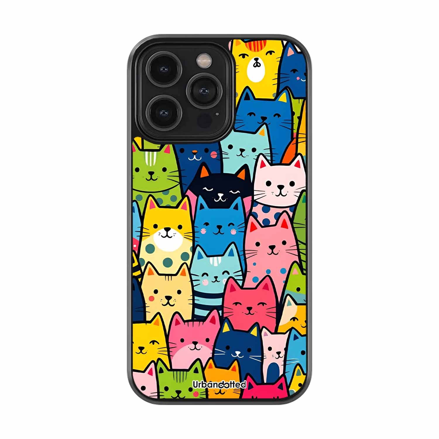 Colorful Cat Crowd Pet Glass Case