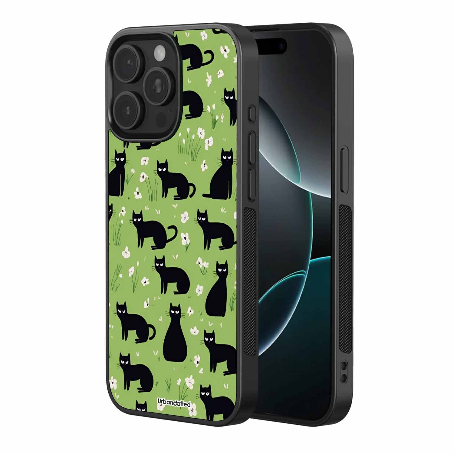 Mischievous Black Kitties Pet Glass Case