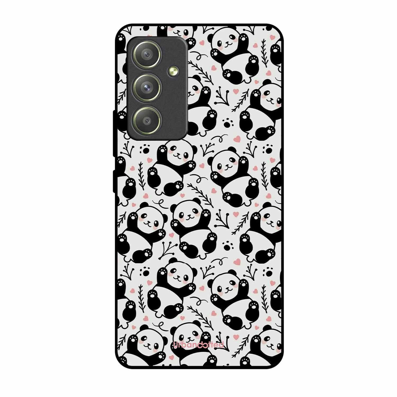 Cute Doodle Panda Glass Case For Samsung A54