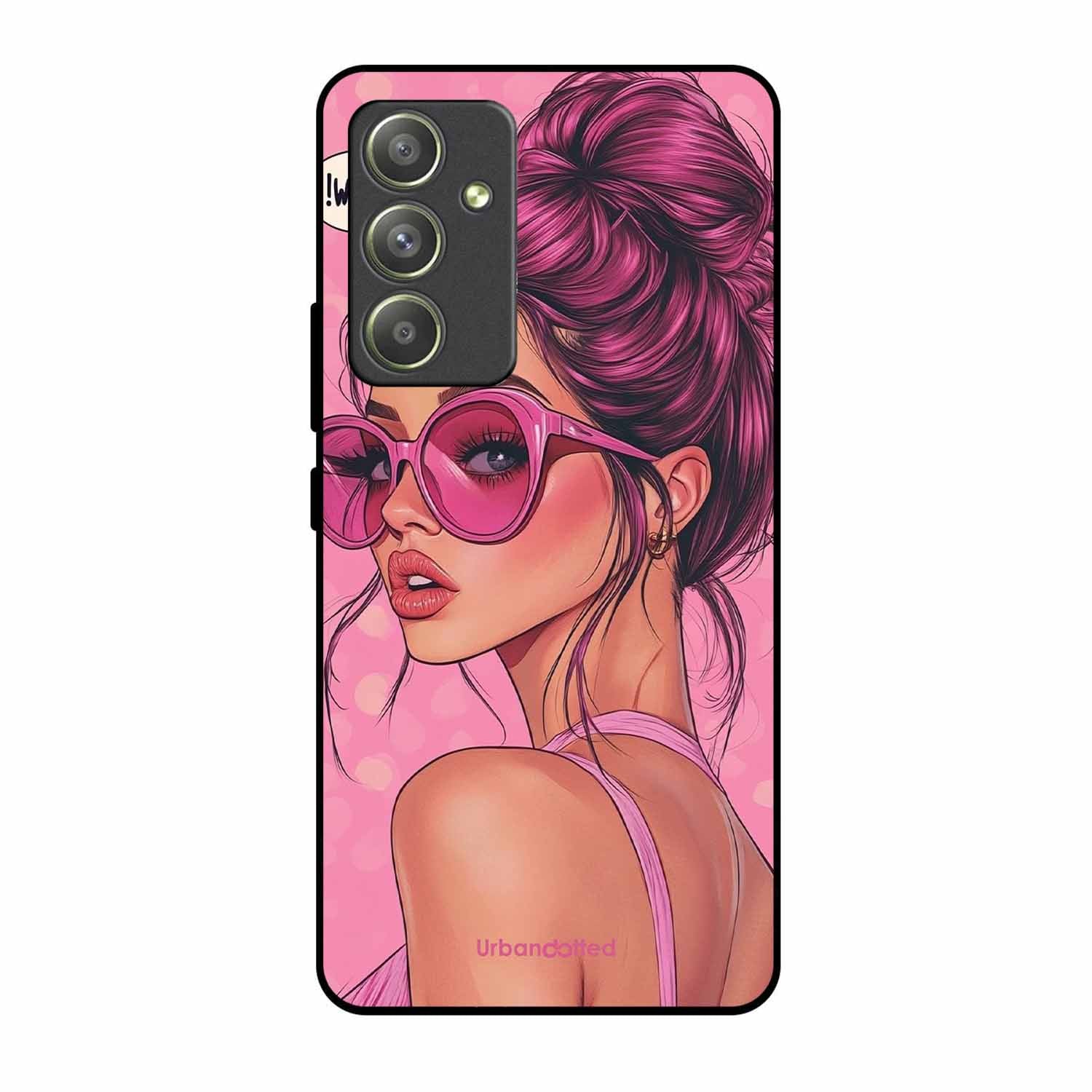Retro Sunglasses Girl Glass Case For Samsung A54