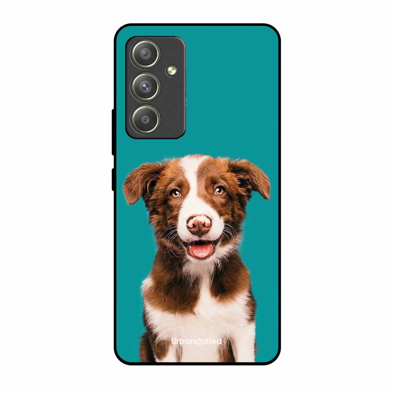 Smiling Dog Portrait Glass Case For Samsung A54