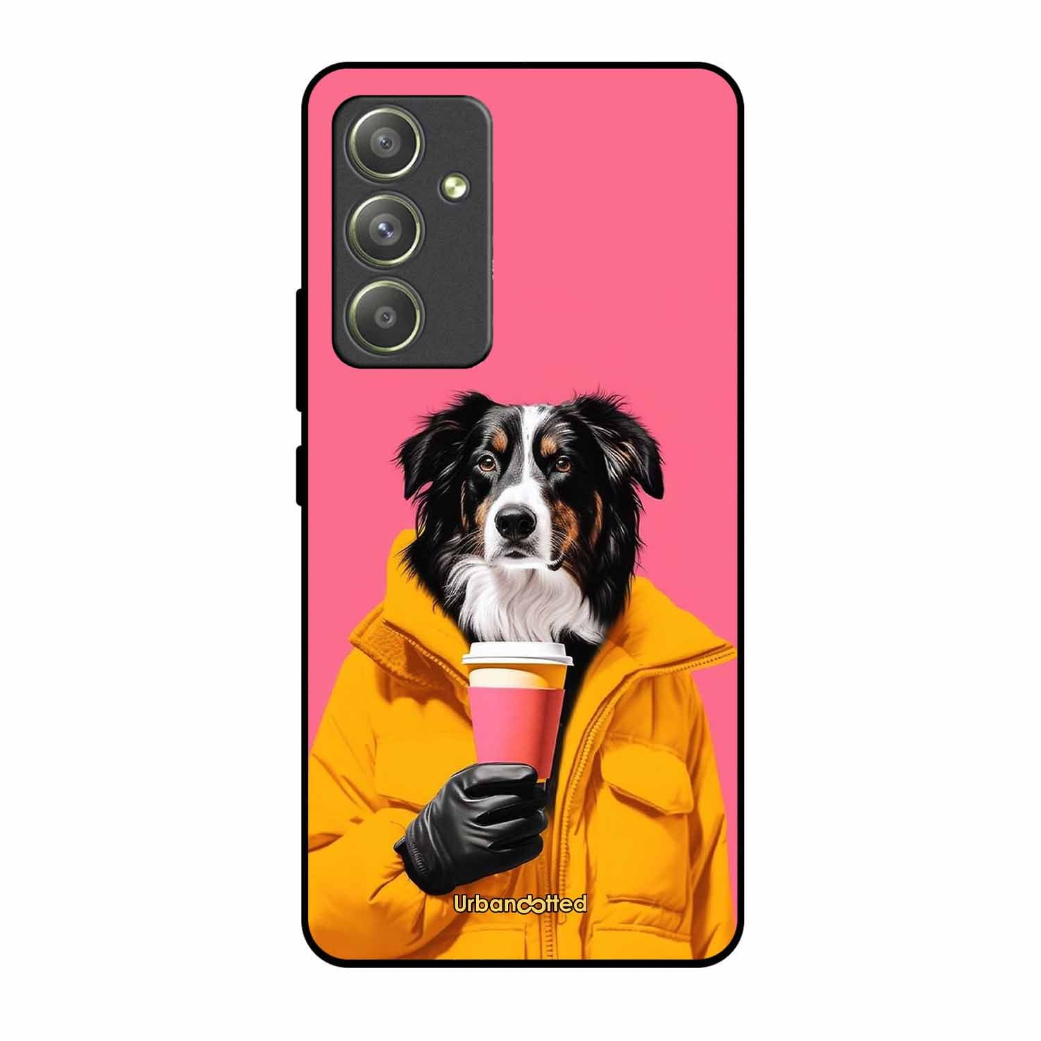 Trendy Dog with Drink Glass Case For Samsung A54