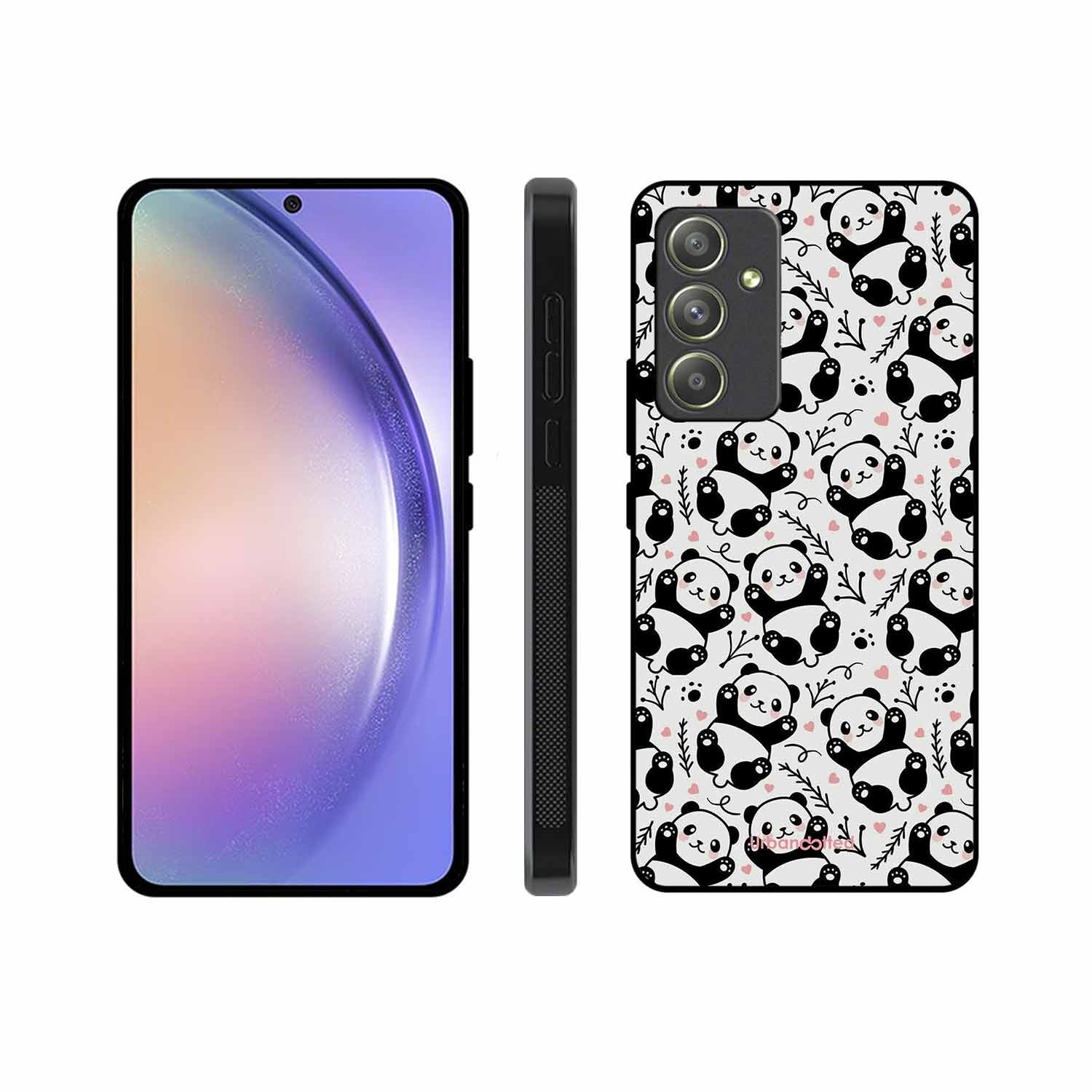 Cute Doodle Panda Glass Case For Samsung A54