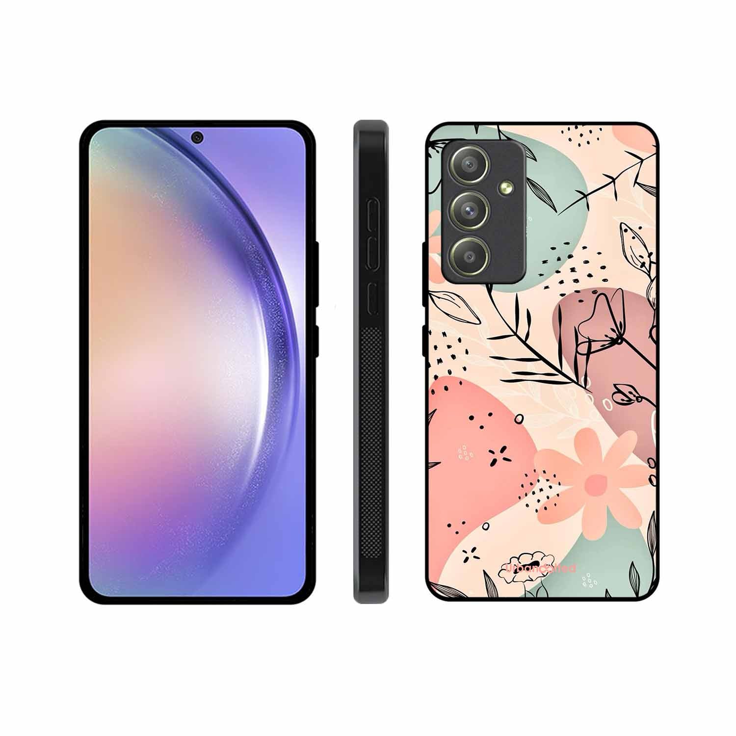 Abstract Floral Glass Case For Samsung A54