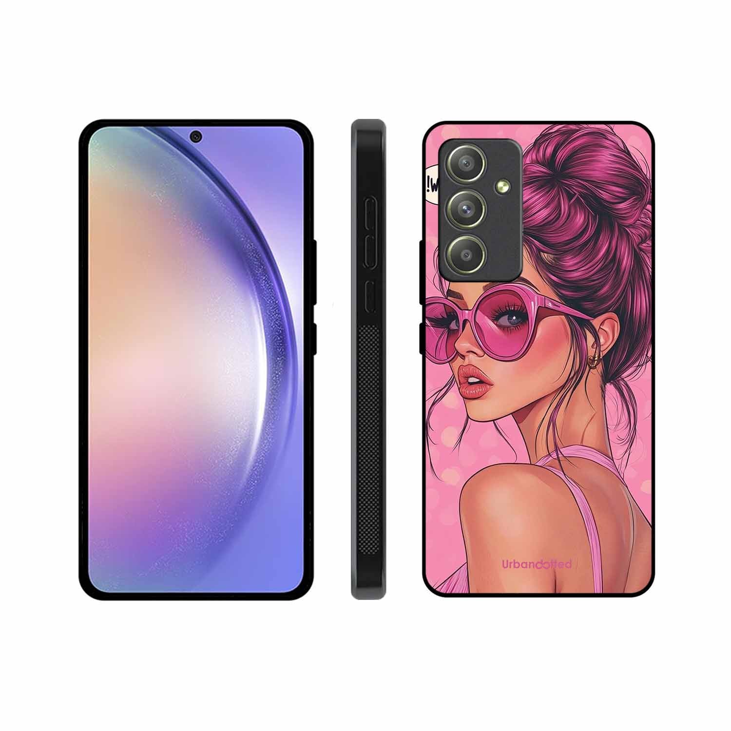 Retro Sunglasses Girl Glass Case For Samsung A54