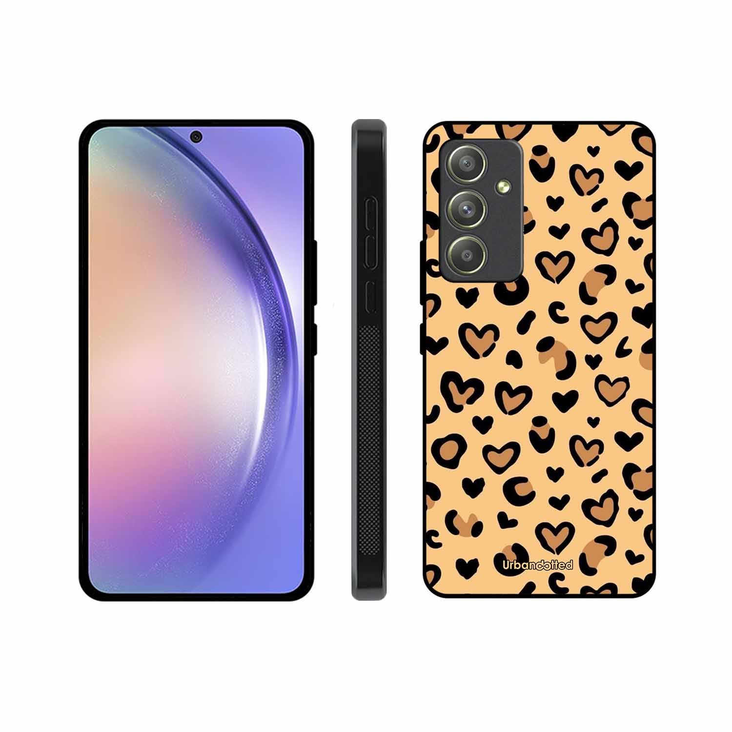Native Animal Print Hearts Glass Case For Samsung A54