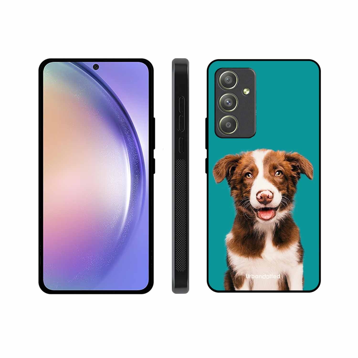 Smiling Dog Portrait Glass Case For Samsung A54