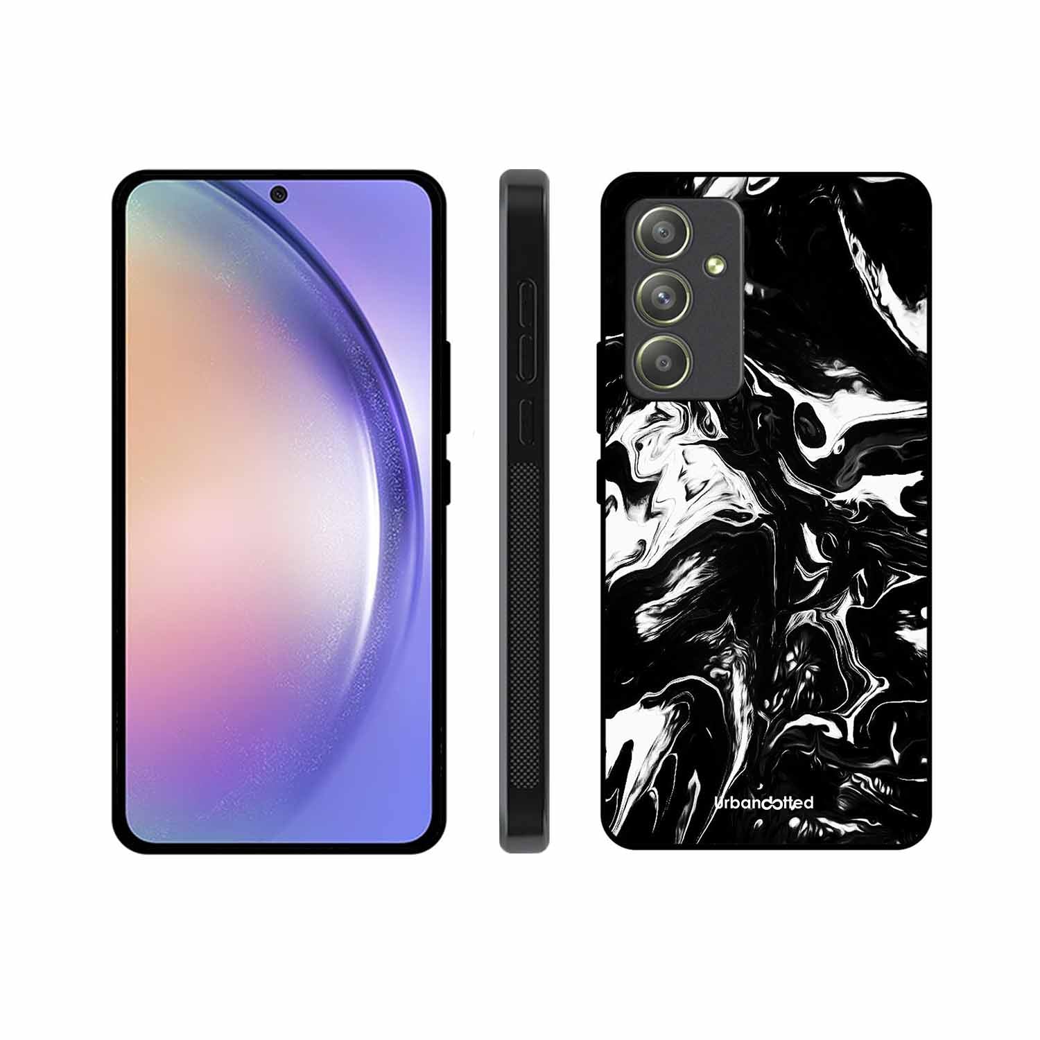 Dark Marble Texture Glass Case For Samsung A54