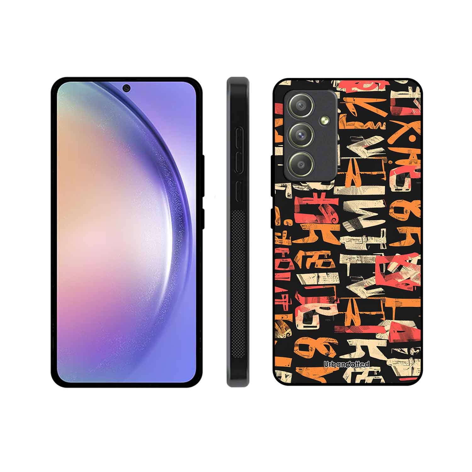 Mixed Typography Design Glass Case For Samsung A54