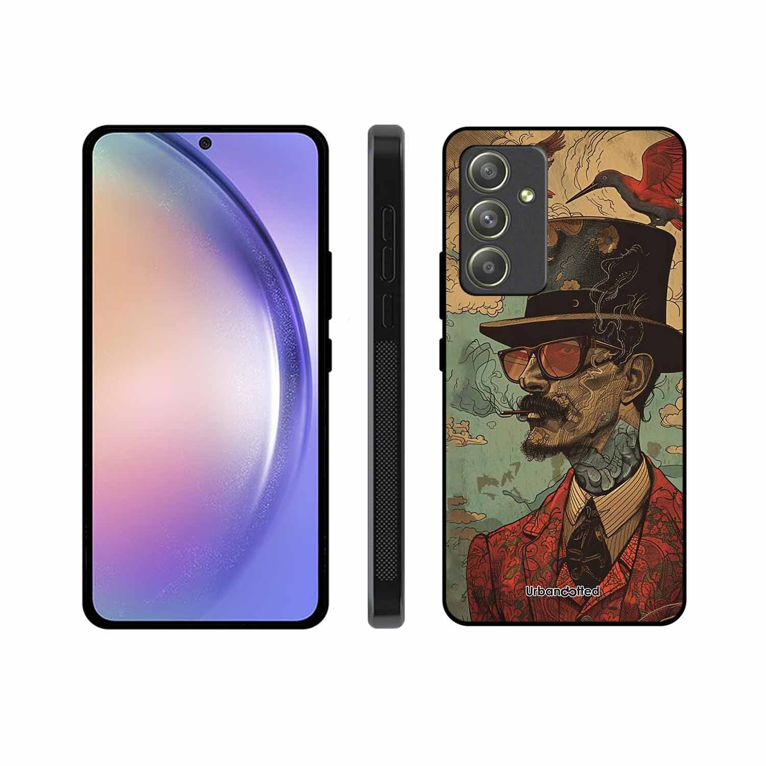 Steampunk Gentleman Smoker Glass Case For Samsung A54