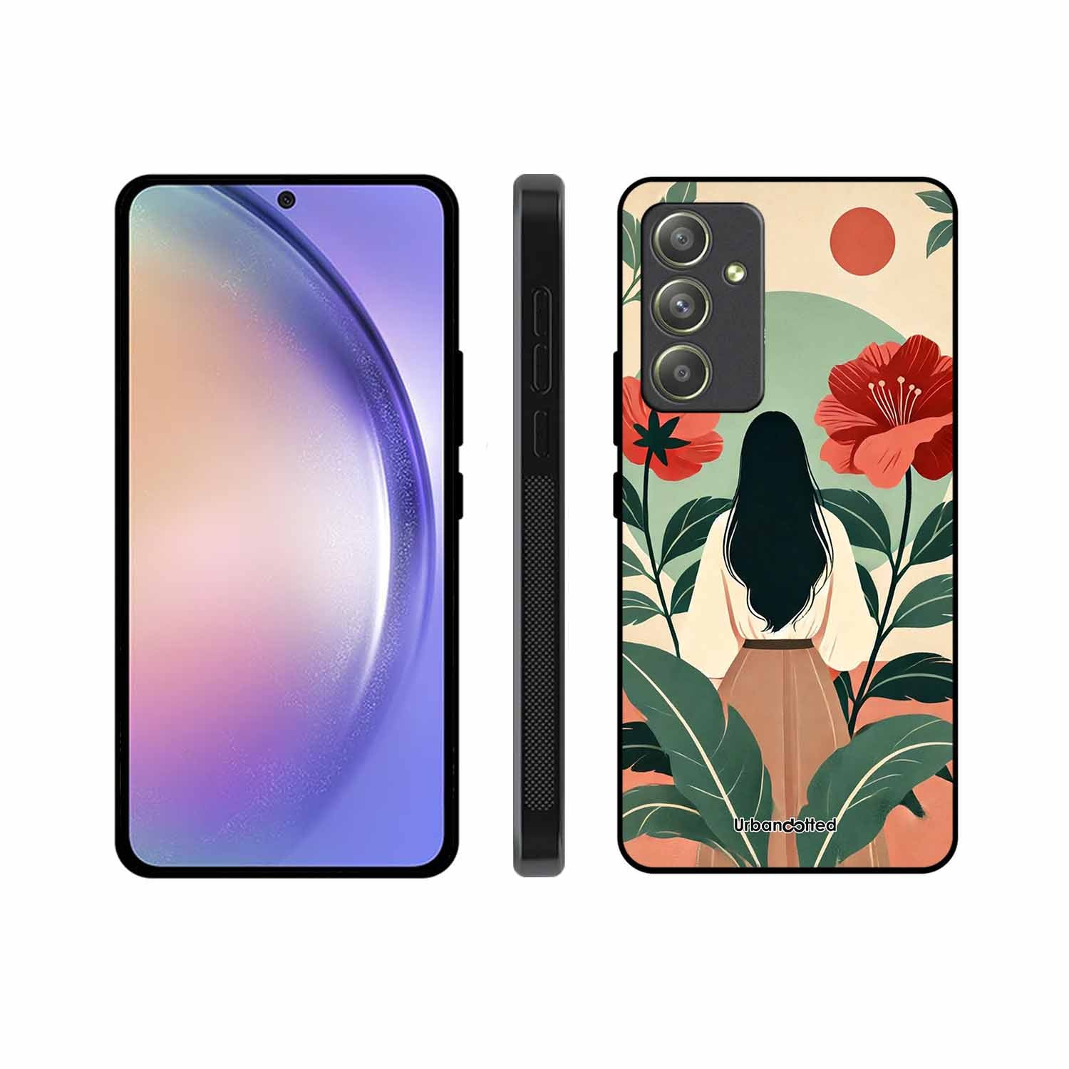 Woman in Floral Garden Glass Case For Samsung A54