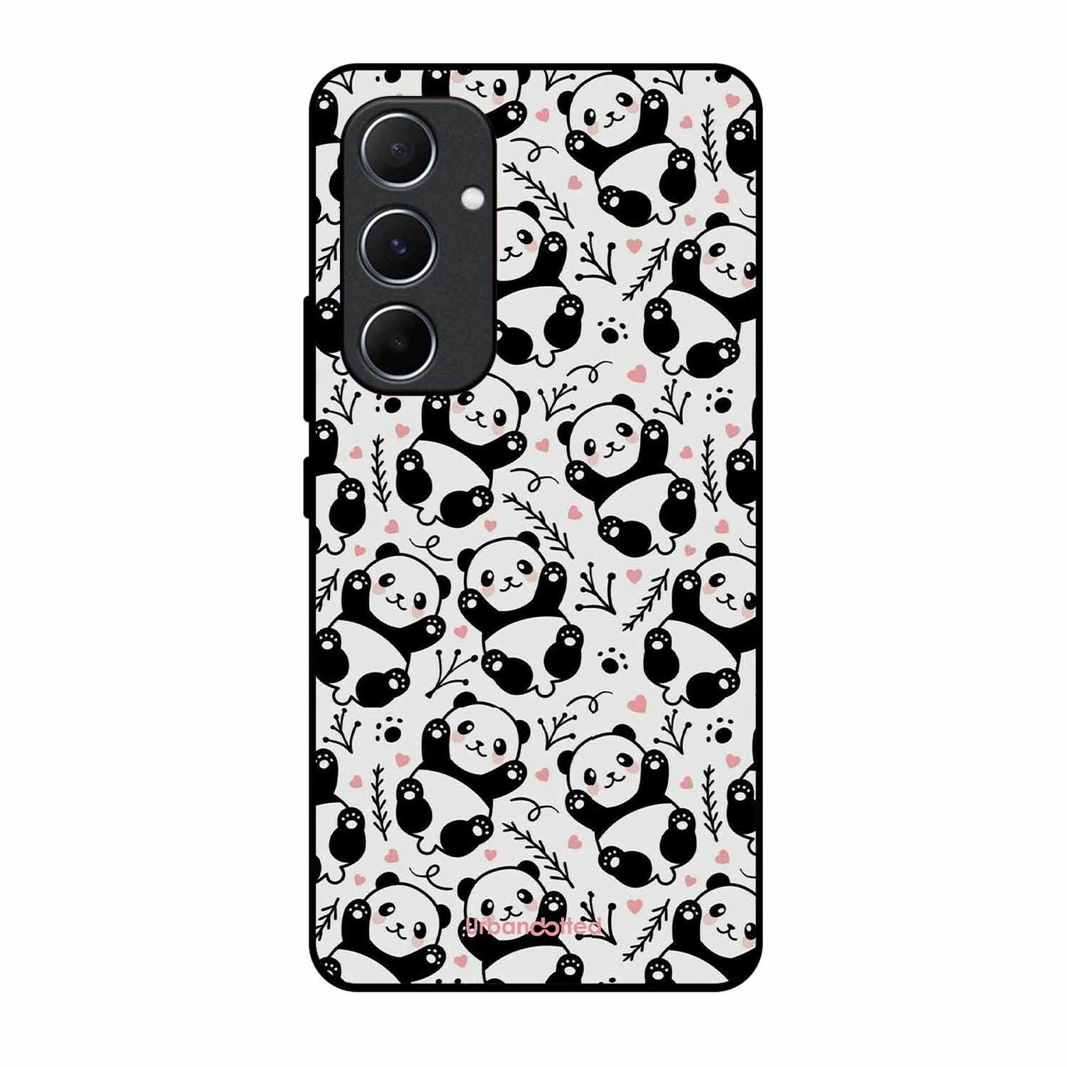 Cute Doodle Panda Glass Case For Samsung A55