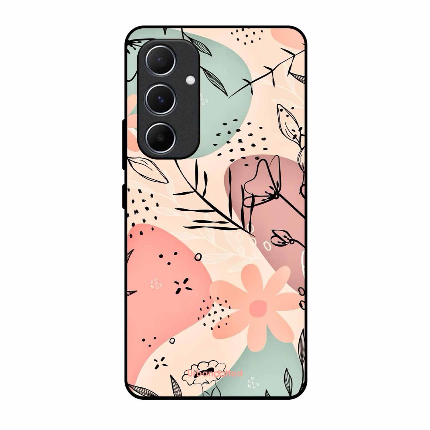Abstract Floral Glass Case For Samsung A55