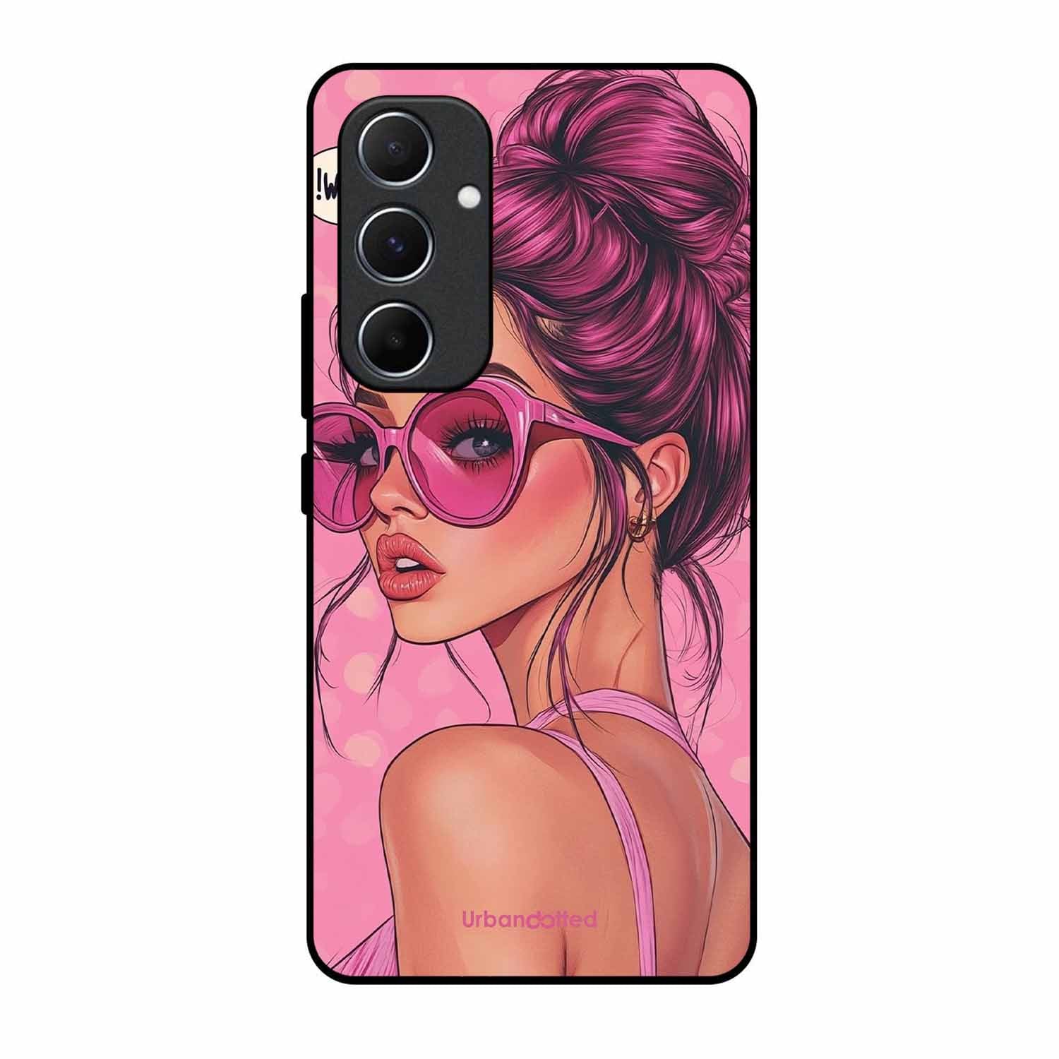 Retro Sunglasses Girl Glass Case For Samsung A55