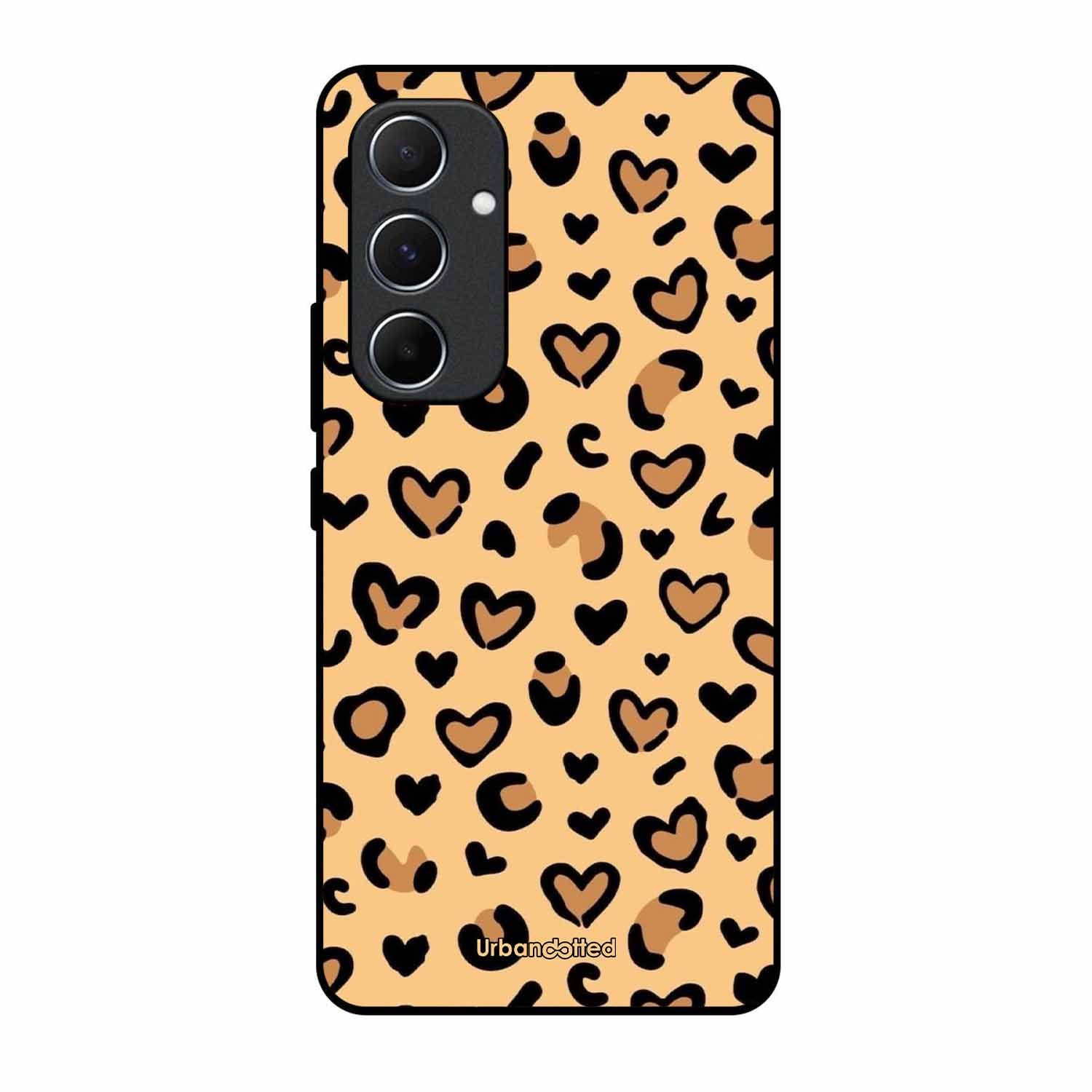 Native Animal Print Hearts Glass Case For Samsung A55