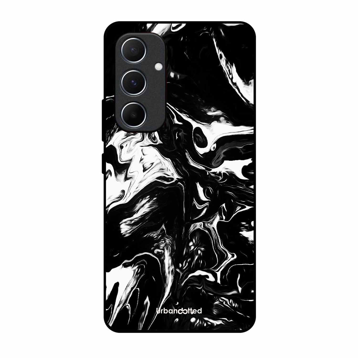 Dark Marble Texture Glass Case For Samsung A55