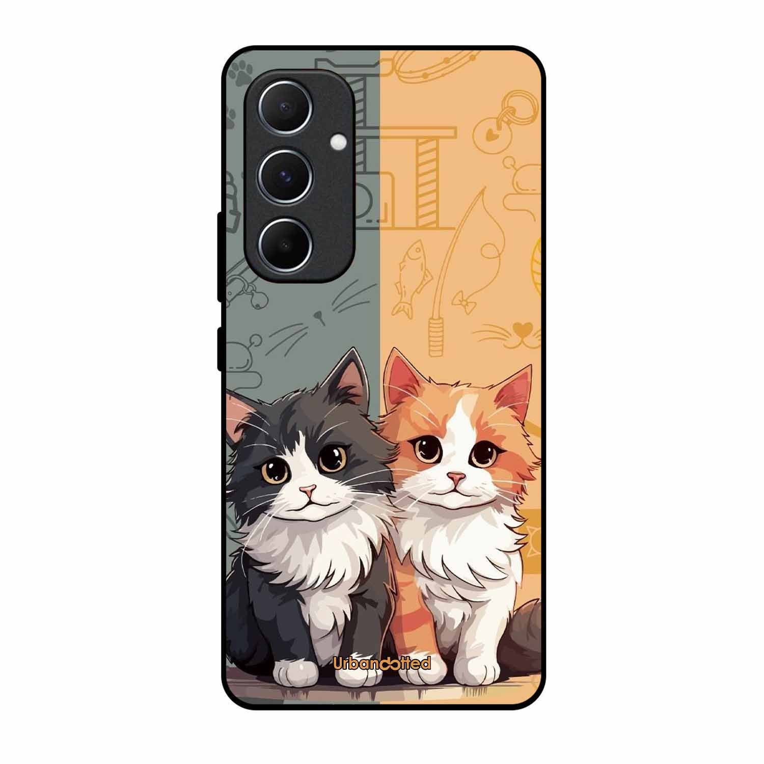 Yin and Yang Cats Glass Case For Samsung A55