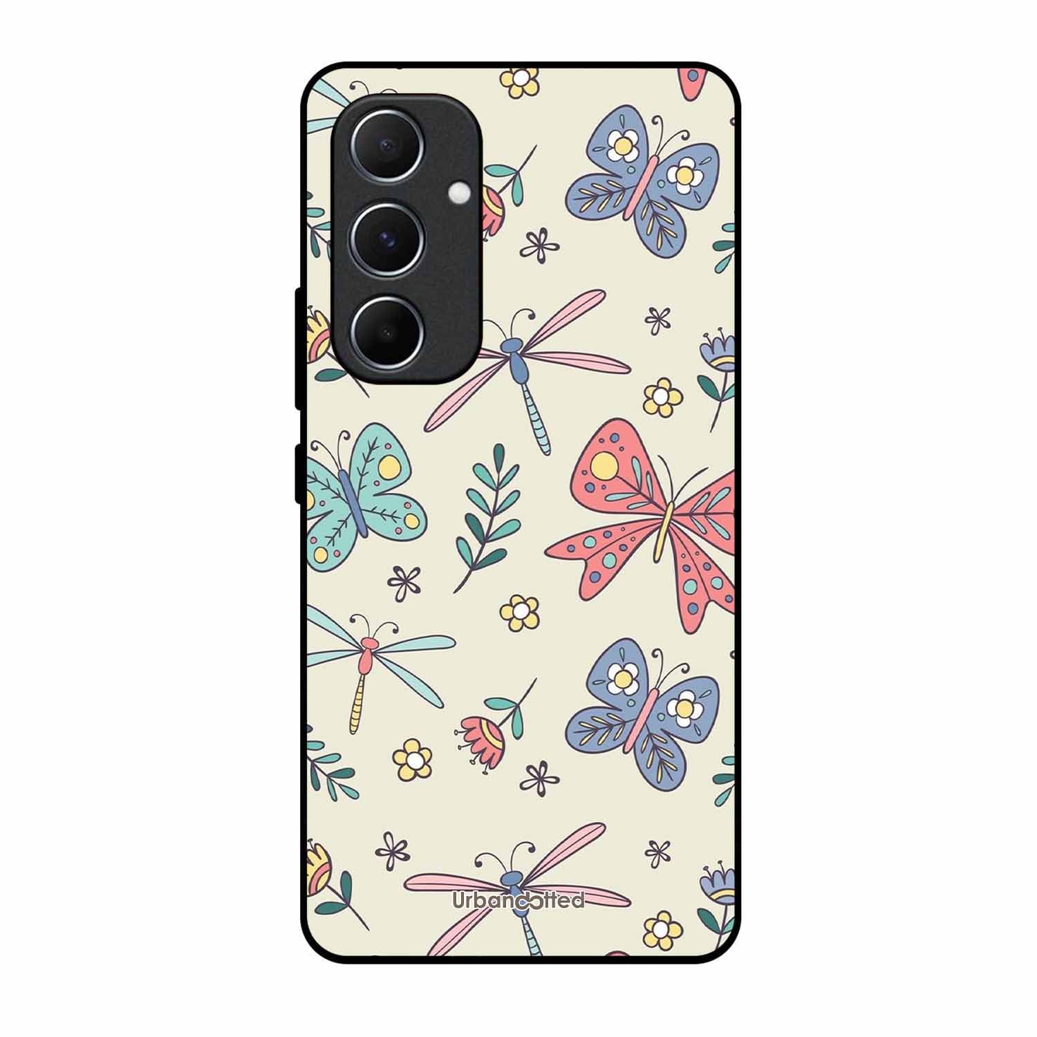 Butterfly and Dragonfly Garden Glass Case For Samsung A55