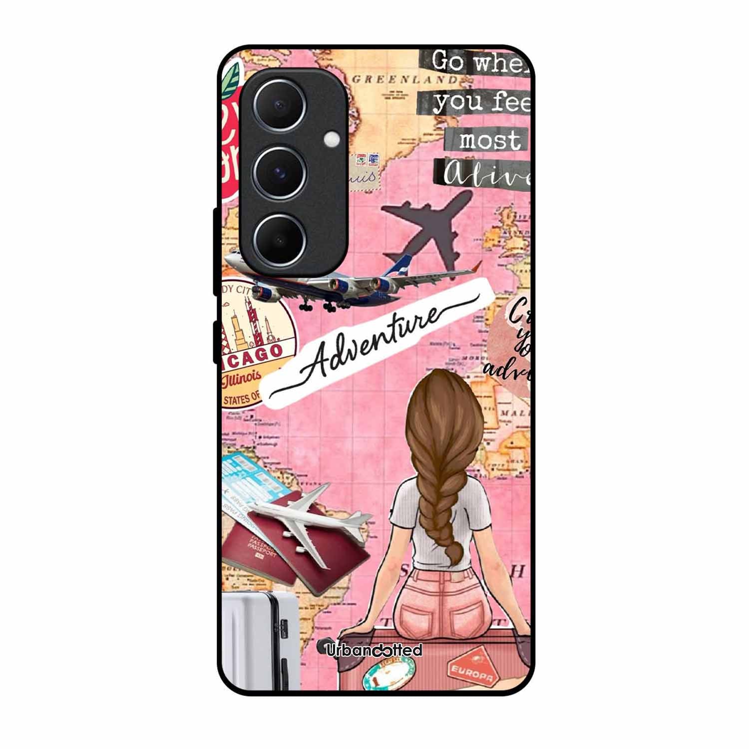 Travel Adventure Map Glass Case For Samsung A55