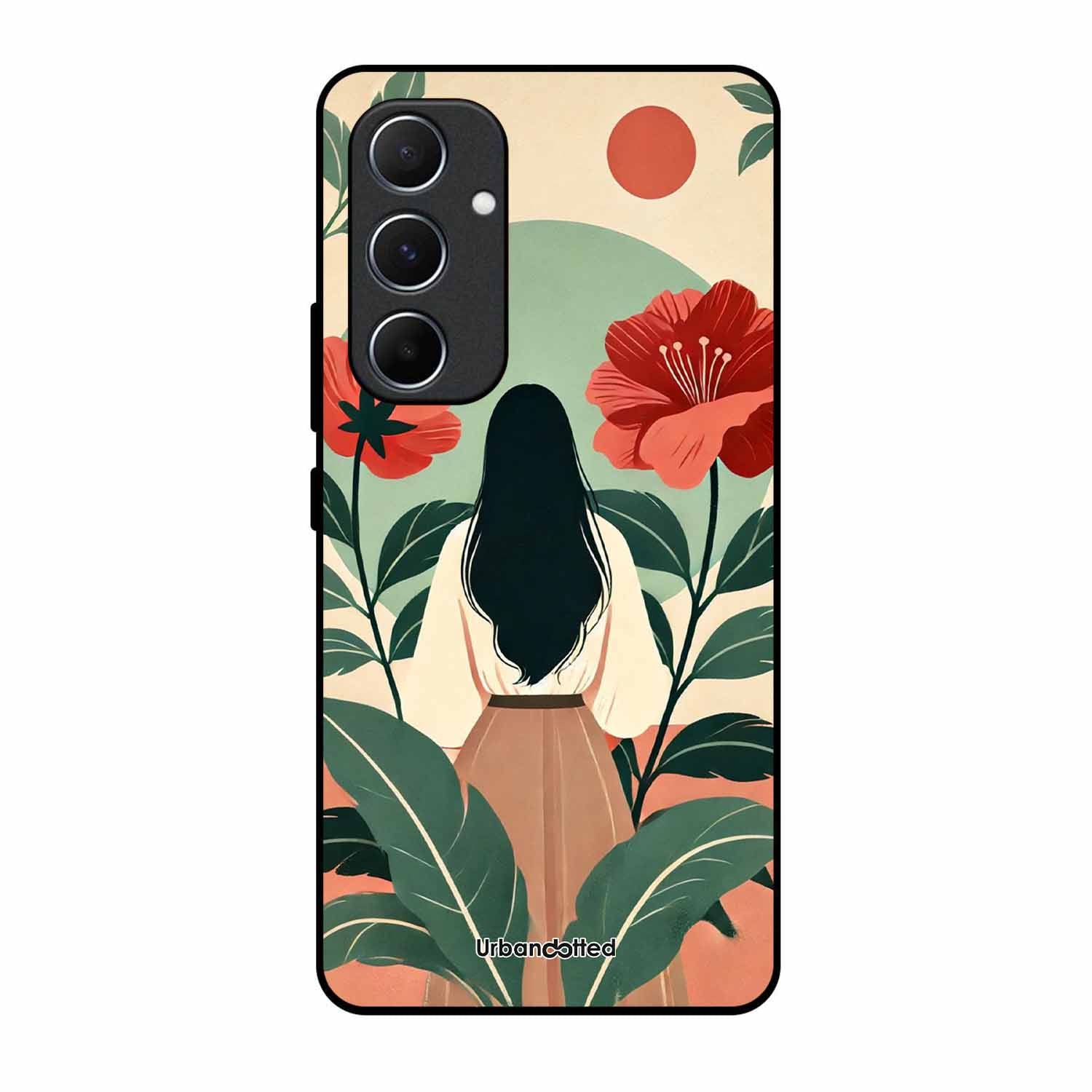 Woman in Floral Garden Glass Case For Samsung A55