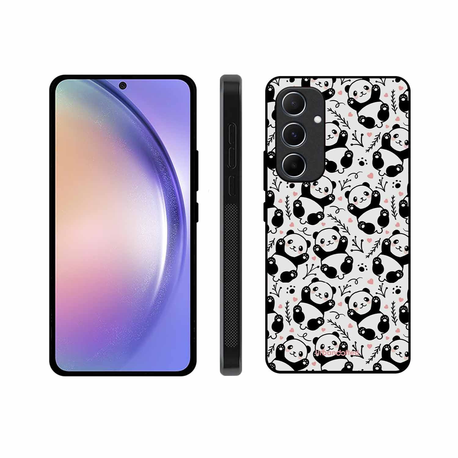 Cute Doodle Panda Glass Case For Samsung A55