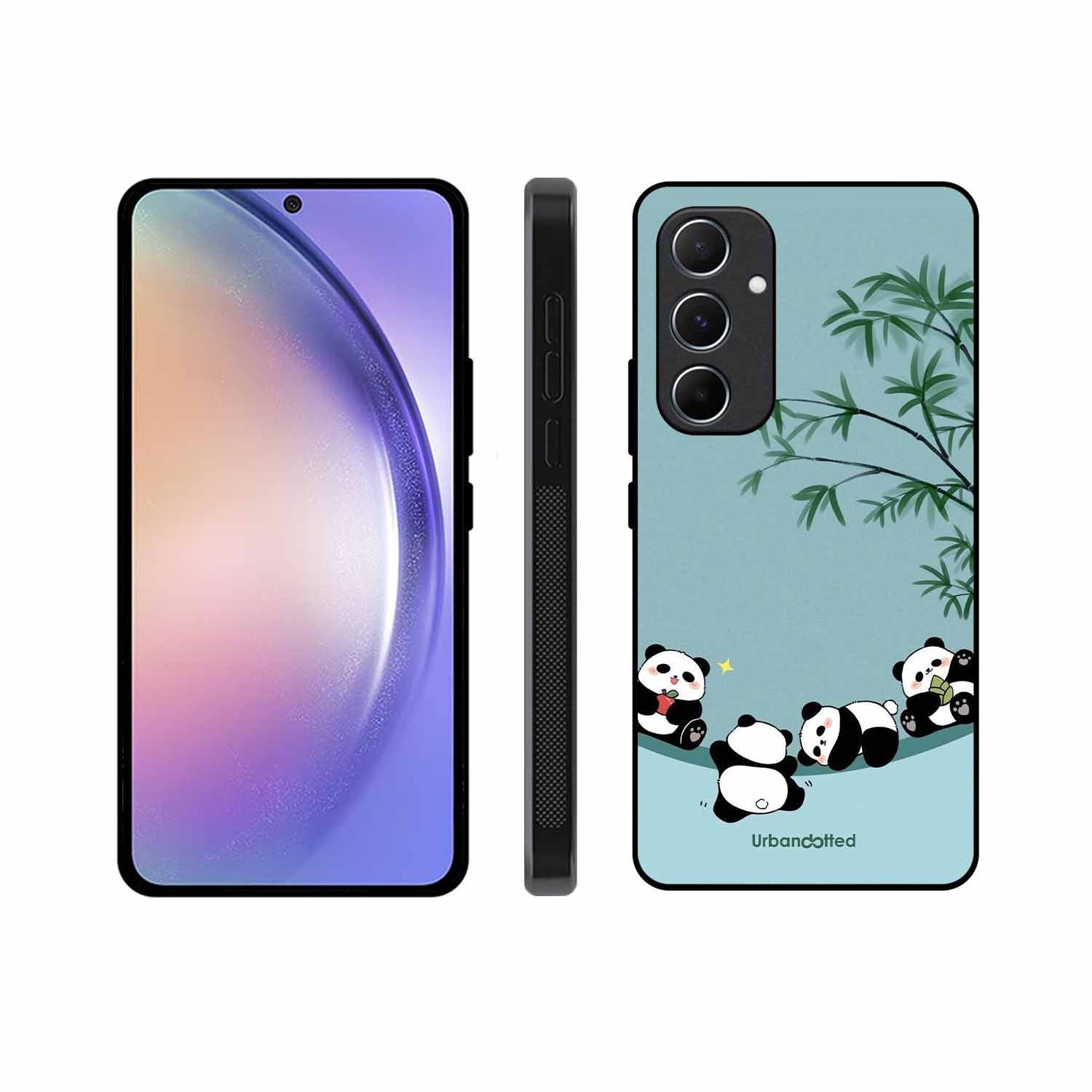Cute Resting Pandas Glass Case For Samsung A55