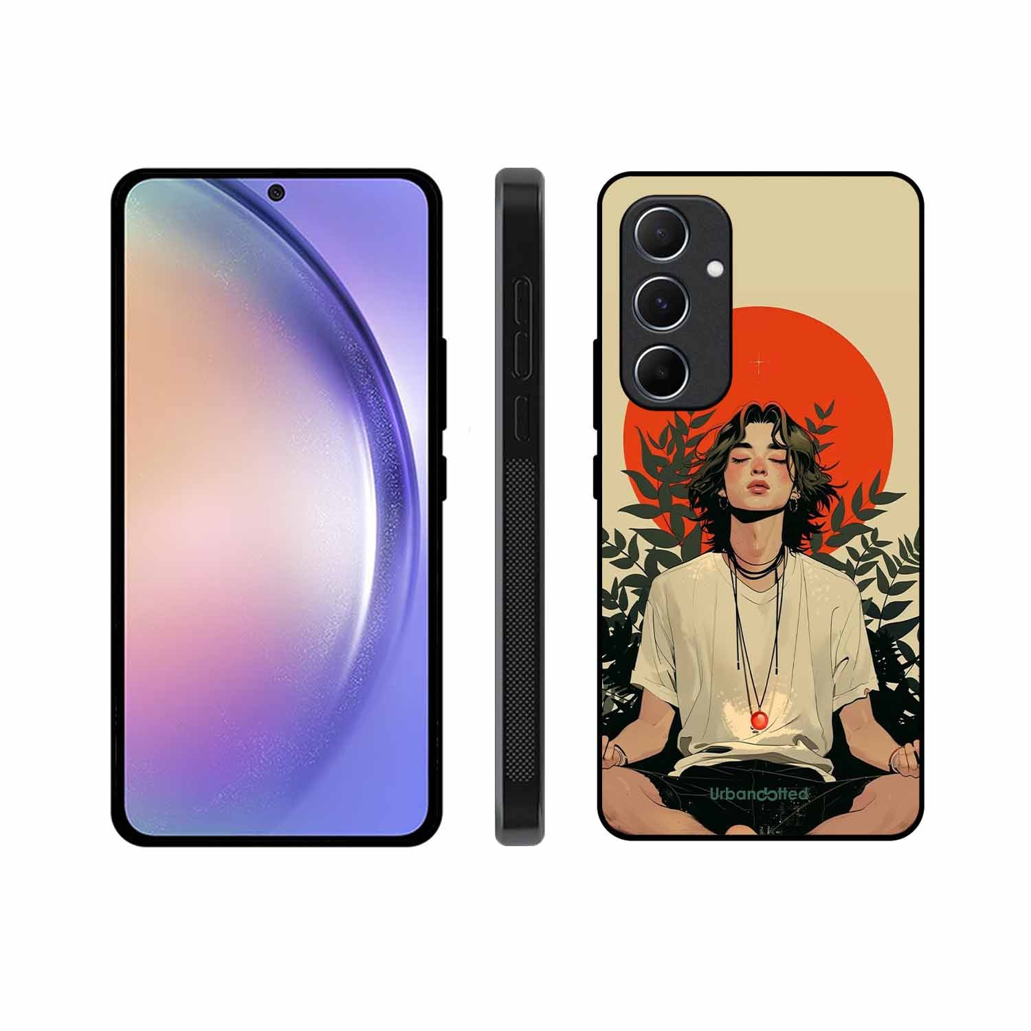 Meditating Figure Glass Case For Samsung A55