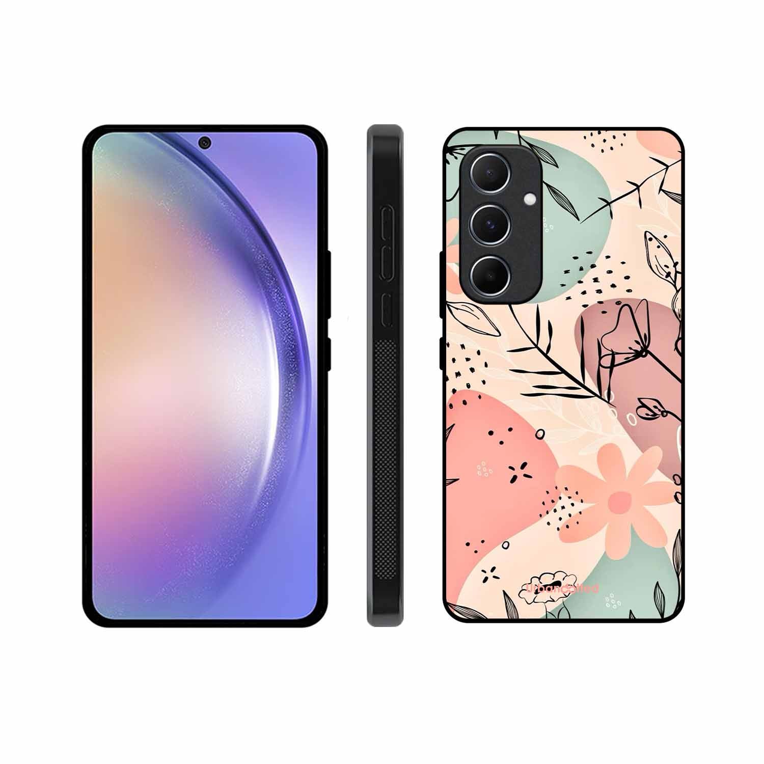Abstract Floral Glass Case For Samsung A55