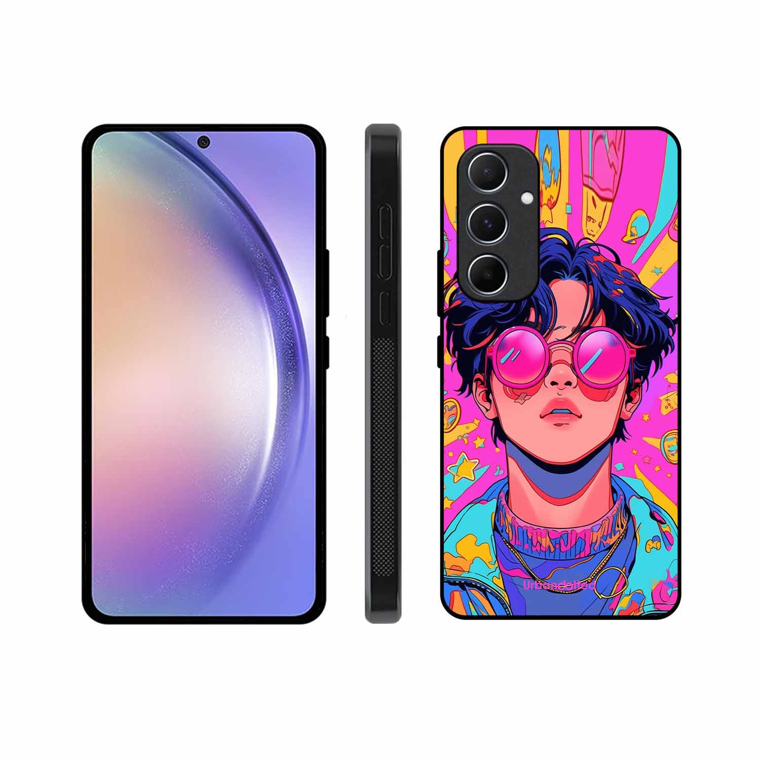 Neon Vibes Portrait Glass Case For Samsung A55