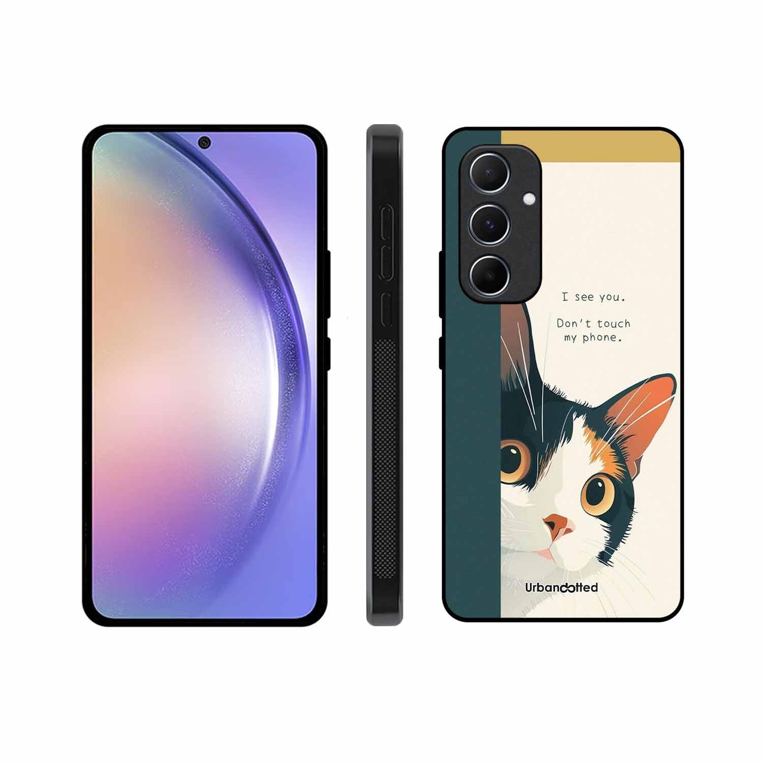 No Touch My Phone Cat Glass Case For Samsung A55