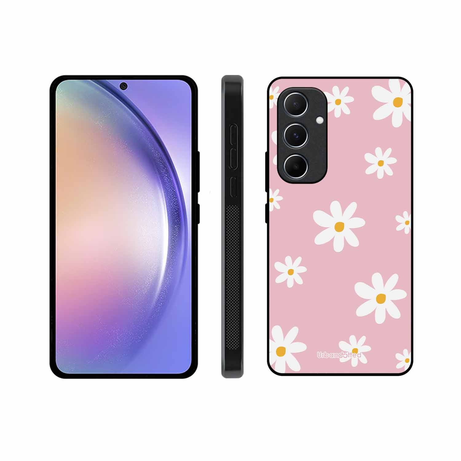 Pink Daisy Delight Glass Case For Samsung A55