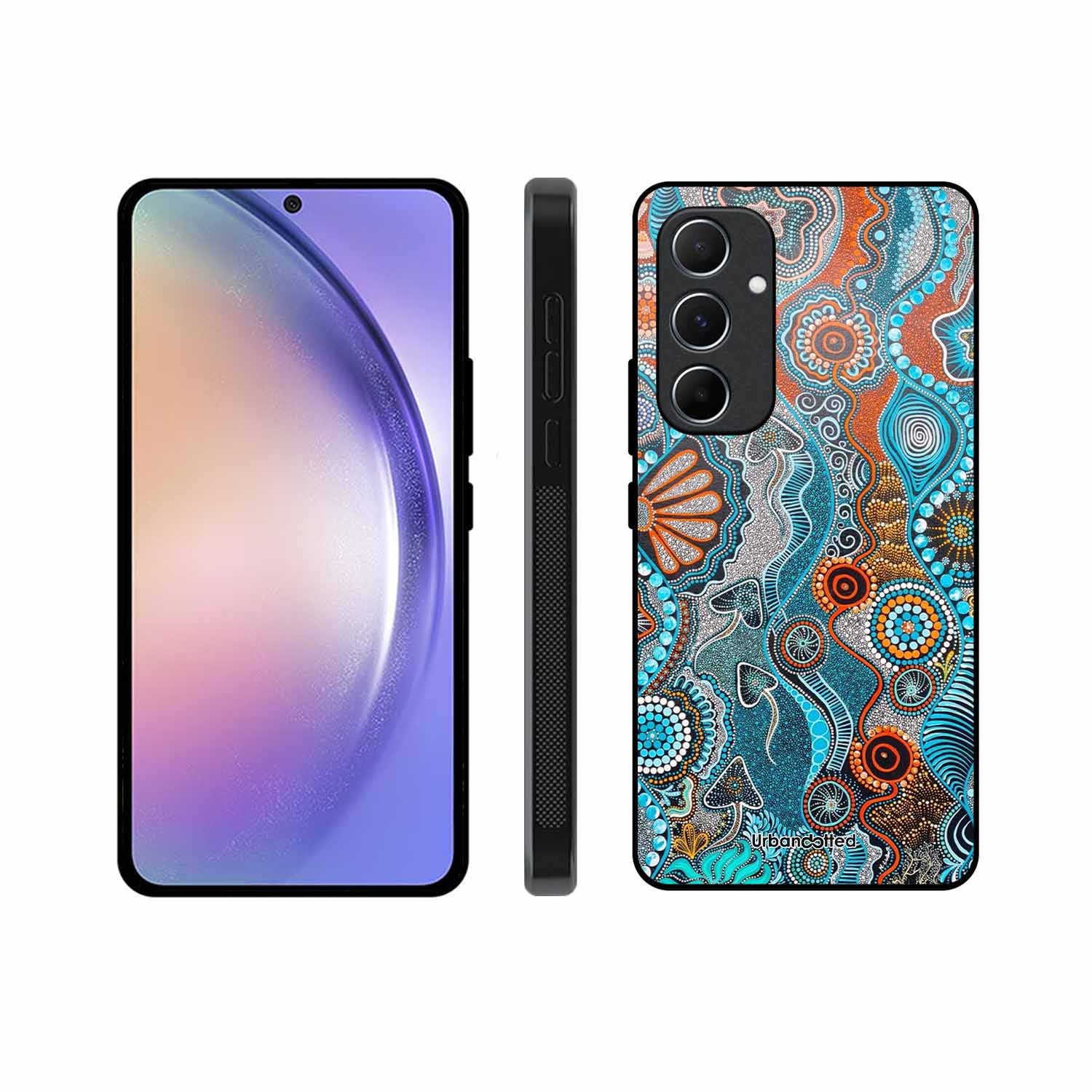 Aboriginal Art Story Glass Case For Samsung A55
