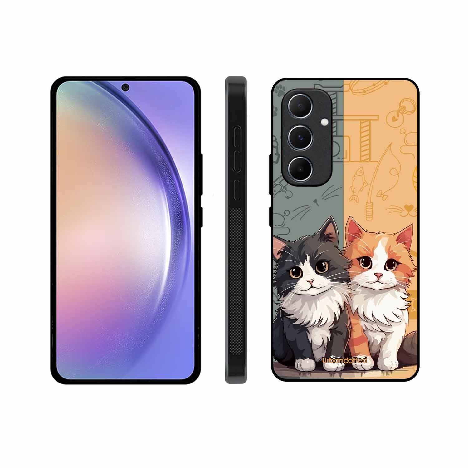 Yin and Yang Cats Glass Case For Samsung A55