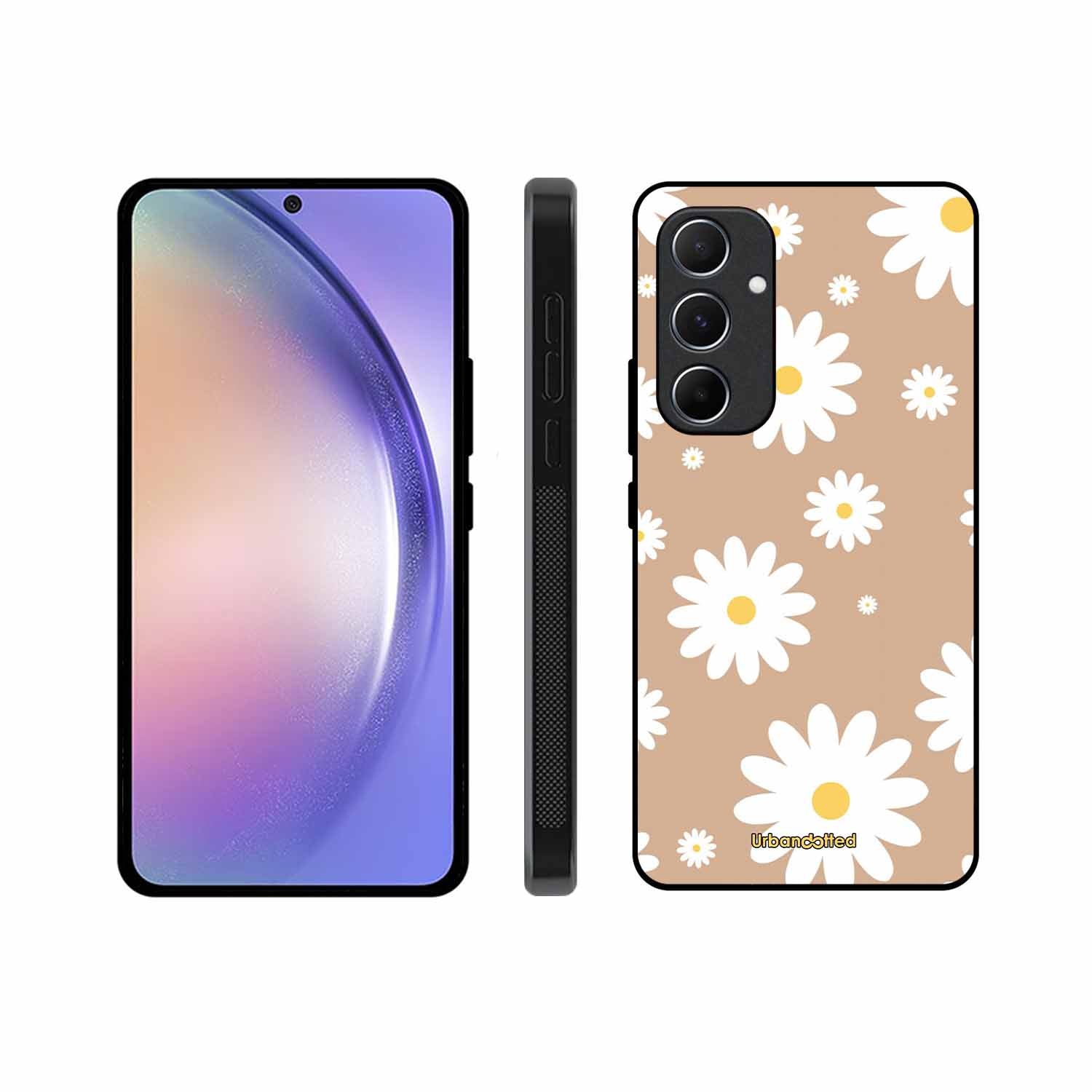 Tan Daisy Field Glass Case For Samsung A55